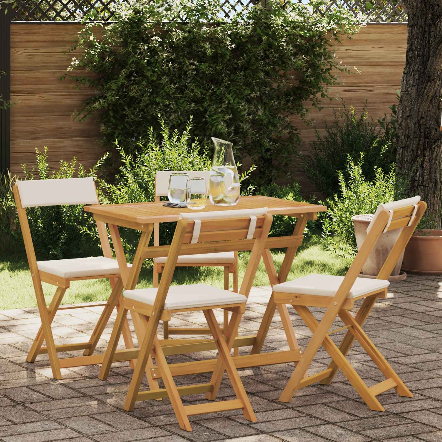 vidaXL Καρέκλες εξωτερικής βεράντας 4 pcs Λευκό κρεμ 40 x 53 x 80 εκ