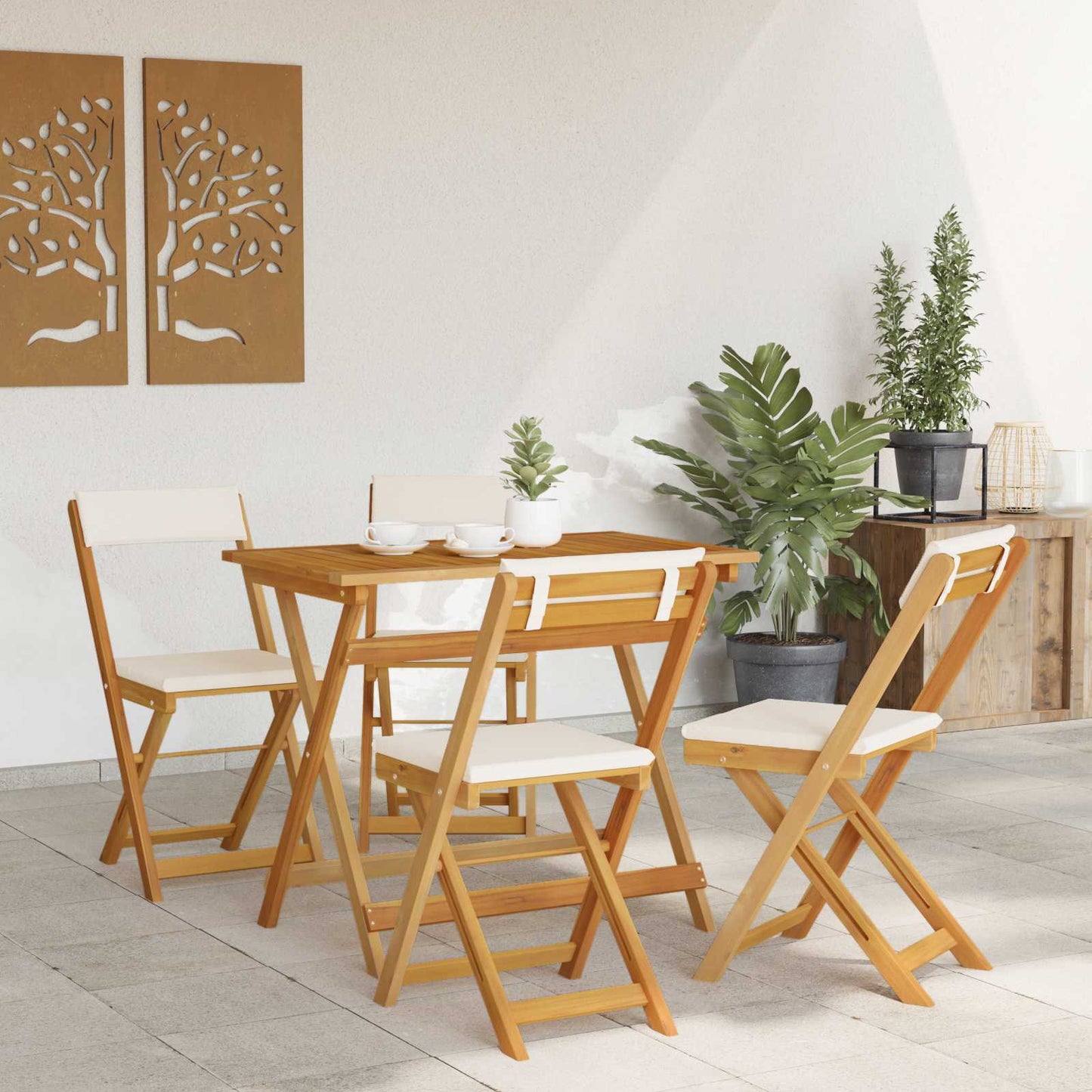 vidaXL Καρέκλες εξωτερικής βεράντας 4 pcs Λευκό κρεμ 40 x 53 x 80 εκ