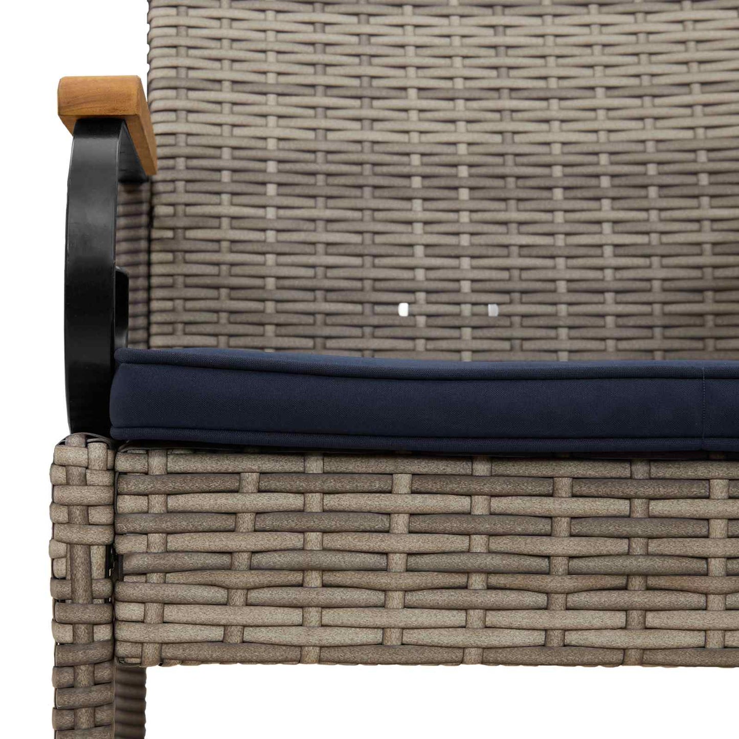 vidaXL Καρέκλες Κήπου 2 pcs Γκρι και Navy Blue Πολυ Ράτταν και Ακακία