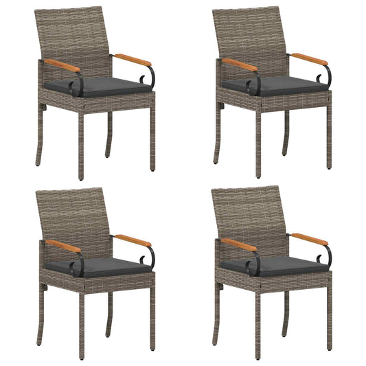 vidaXL Καρέκλες Κήπου με μαξιλάρι 4 pcs Γκρι και Σκούρο Γκρι