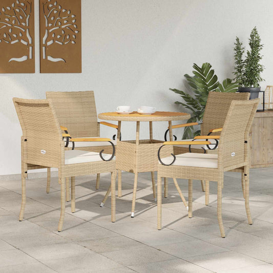 vidaXL Καρέκλες Κήπου 4 pcs Μπεζ και Κρέμ Πολυ Ράτταν και Ακακία
