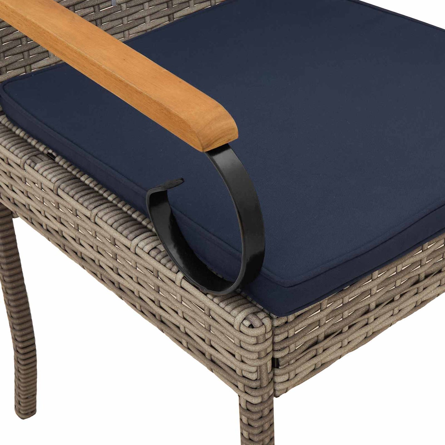 vidaXL Καρέκλες Κήπου 4 pcs Γκρι και Navy Blue Πολυ Ράτταν και Ακακία