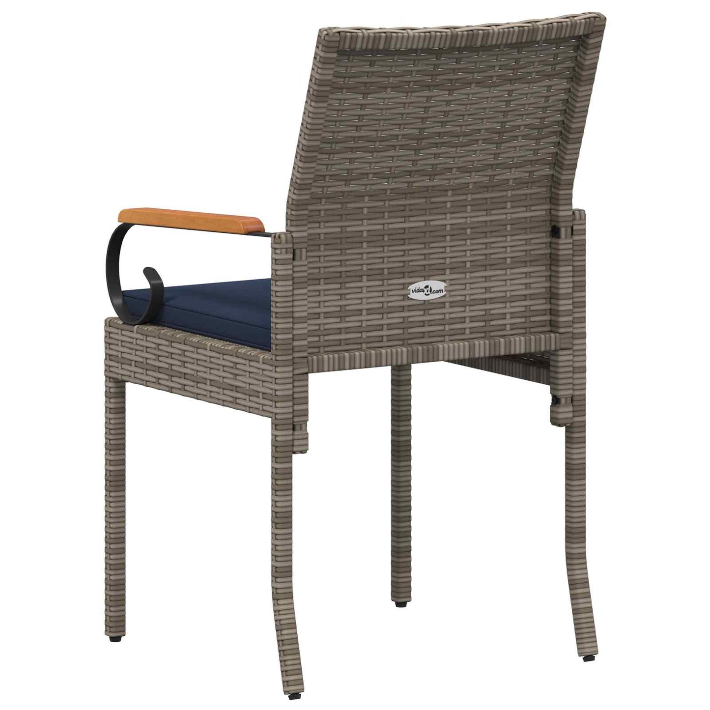 vidaXL Καρέκλες Κήπου 4 pcs Γκρι και Navy Blue Πολυ Ράτταν και Ακακία