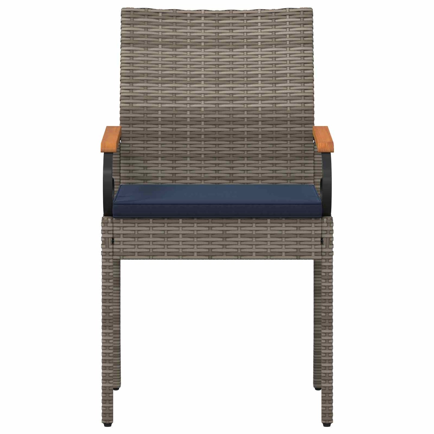 vidaXL Καρέκλες Κήπου 4 pcs Γκρι και Navy Blue Πολυ Ράτταν και Ακακία