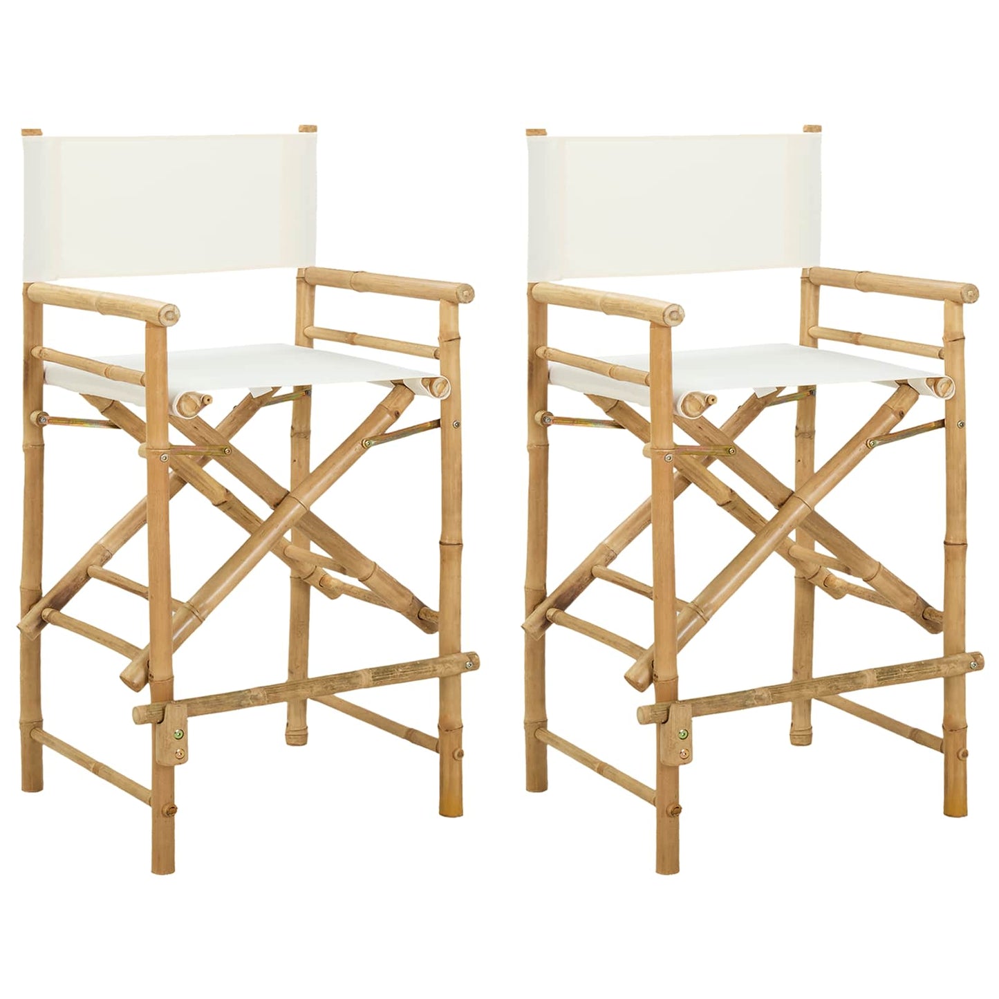 vidaXL Αναδιπλούμενη καρέκλα διευθυντή 2 pcs Φυσικό Μπαμπού