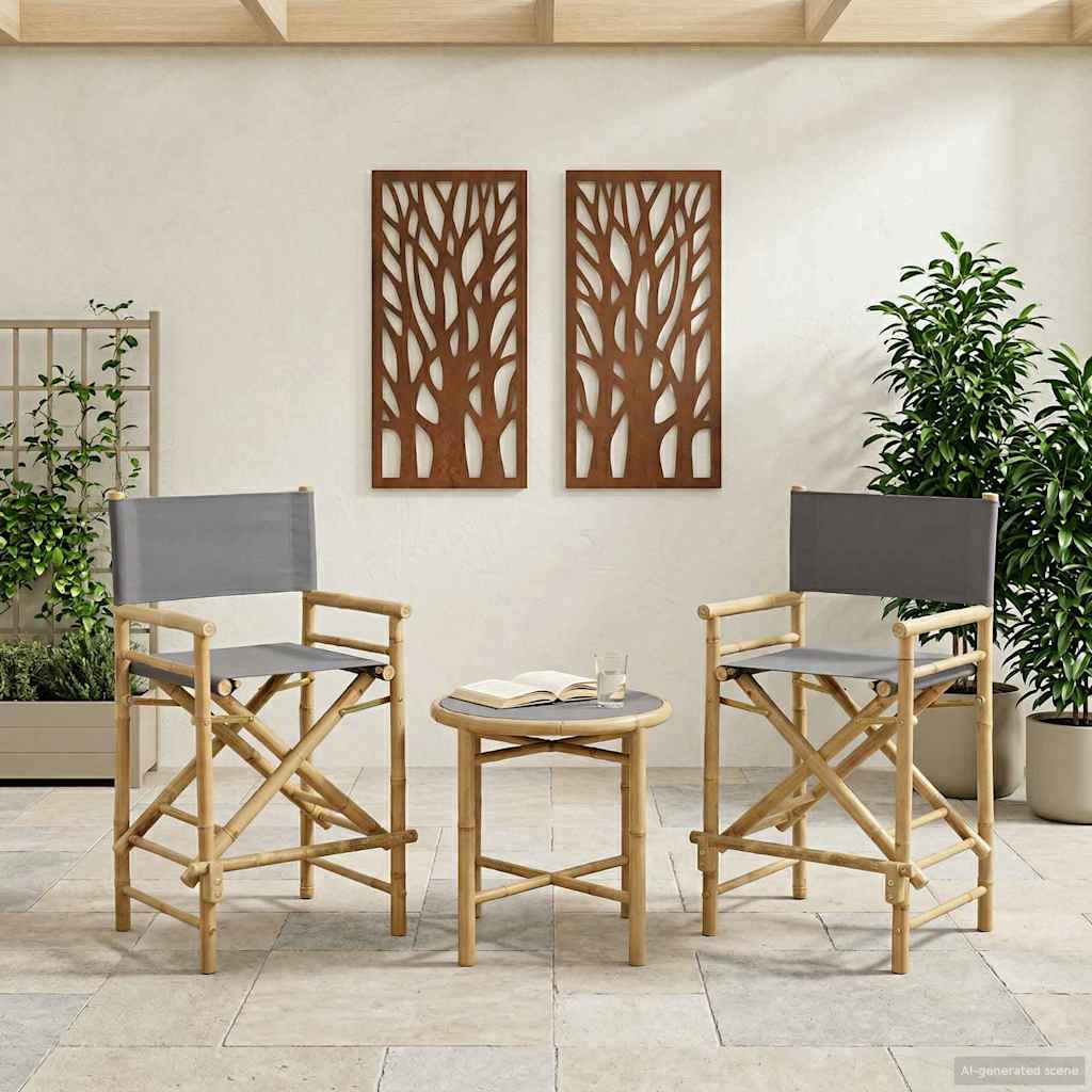 vidaXL Αναδιπλούμενη καρέκλα διευθυντή 2 pcs Φυσικό Μπαμπού