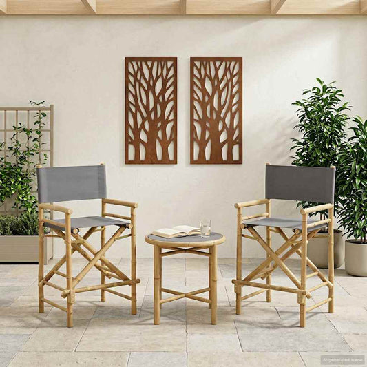 vidaXL Αναδιπλούμενη καρέκλα διευθυντή 2 pcs Φυσικό Μπαμπού