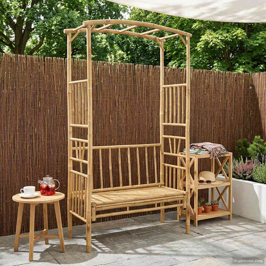 vidaXL Κήπος Καμάρα με Παγκάκι Φυσικό 115 x 50 x 205 εκ. Μπαμπού