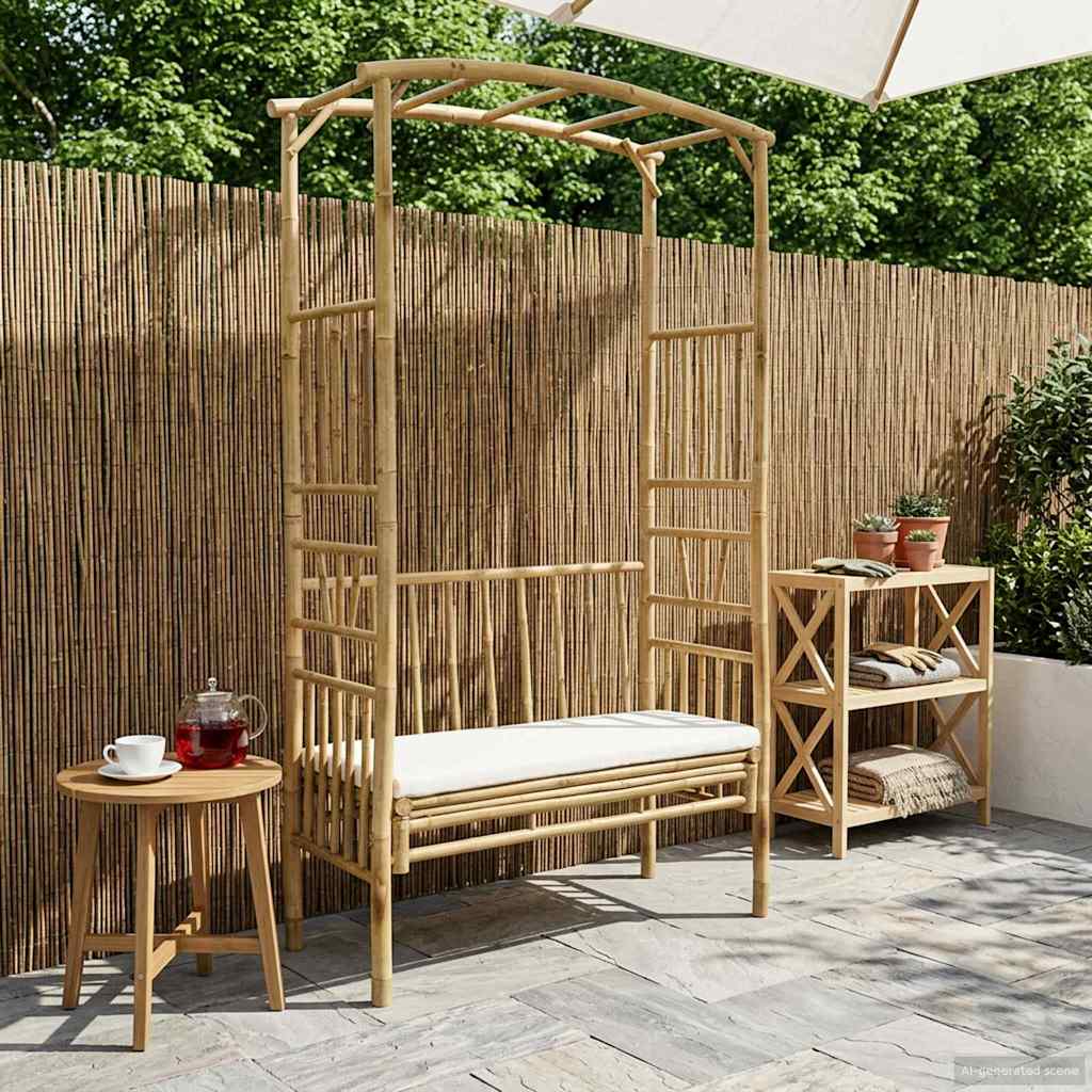 vidaXL Κήπος Καμάρα με Παγκάκι Φυσικό 115 x 50 x 205 εκ. Μπαμπού