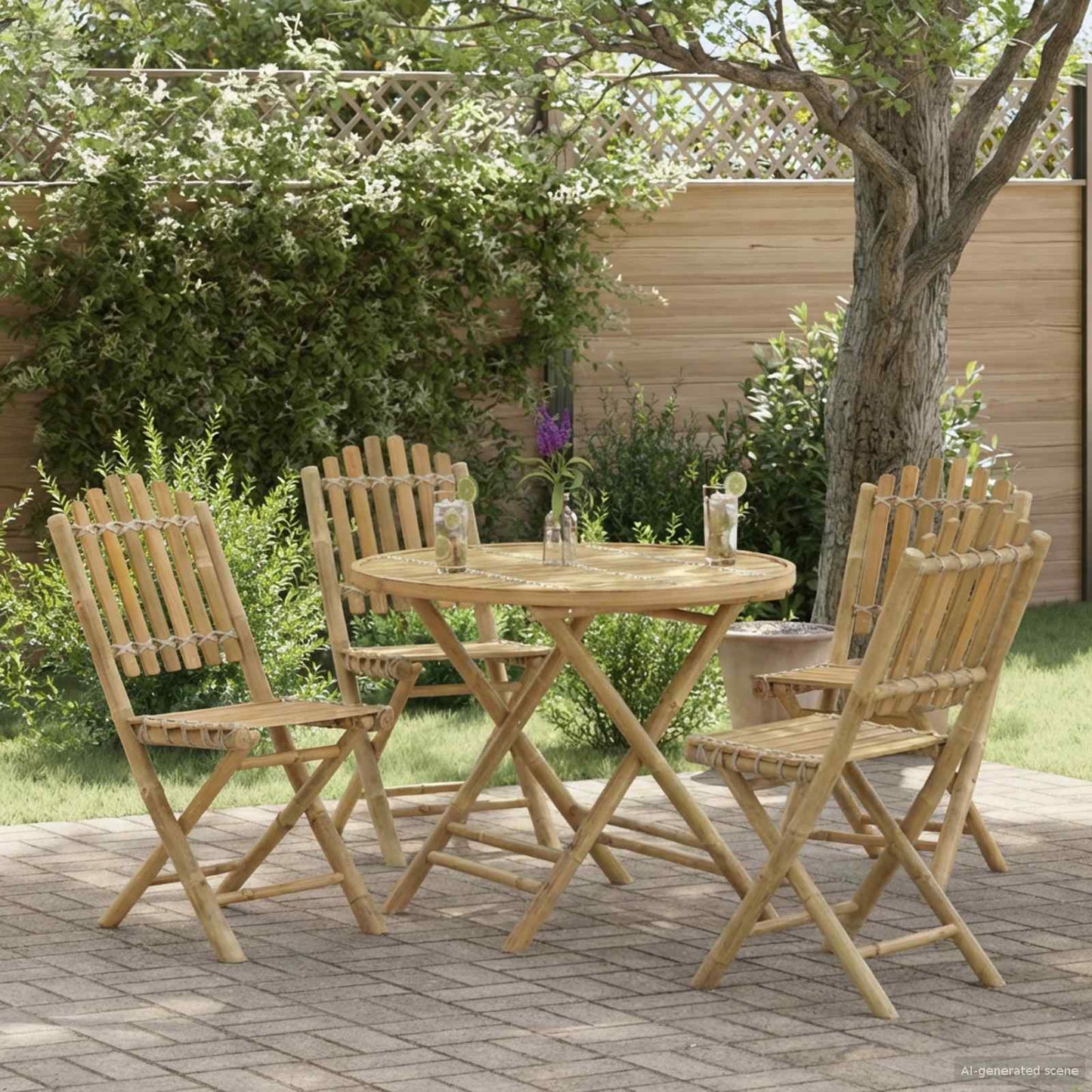 vidaXL Καρέκλα Κήπου 4 pcs Φυσικό 42 x 53 x 90 εκ Μπαμπού