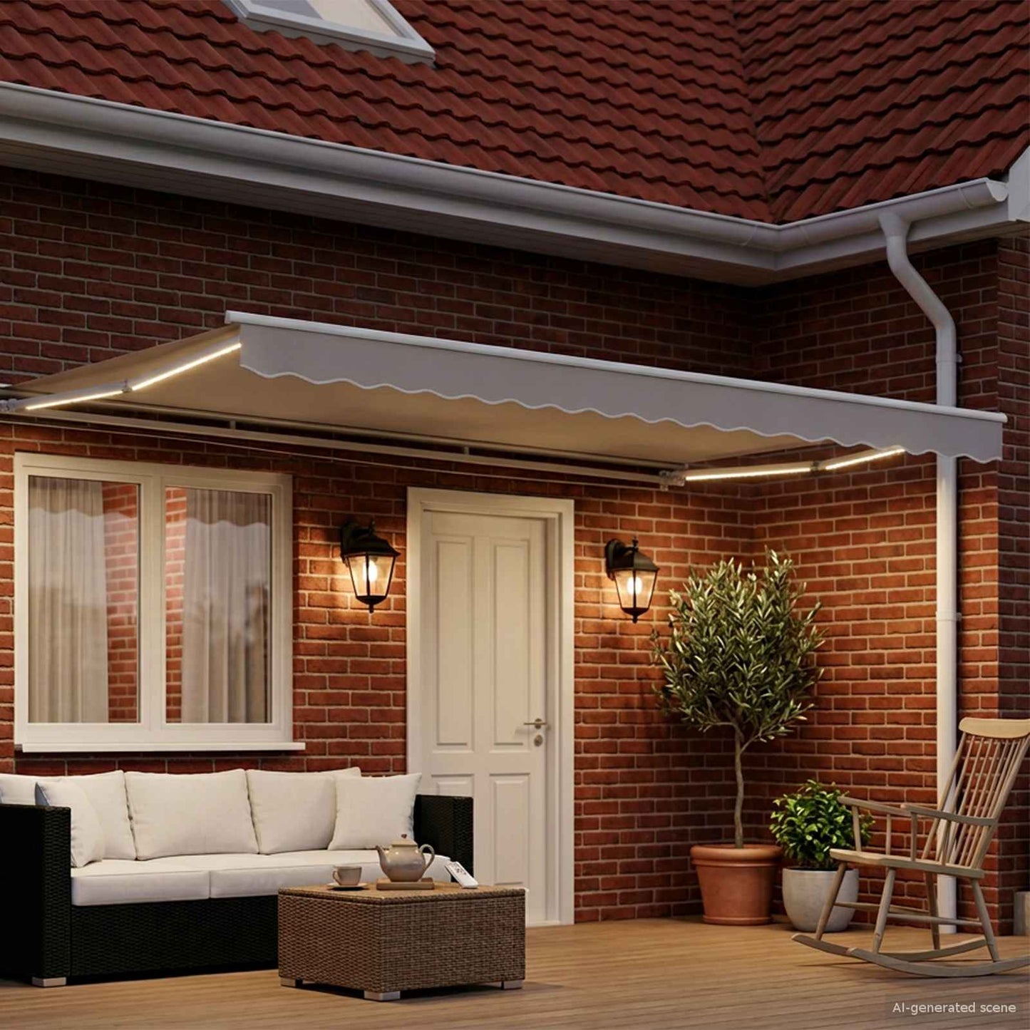vidaXL Ηλεκτρικό πλαίσιο τέντας με LED Λευκός 4,5 x 3,5 μ Αλουμίνιο
