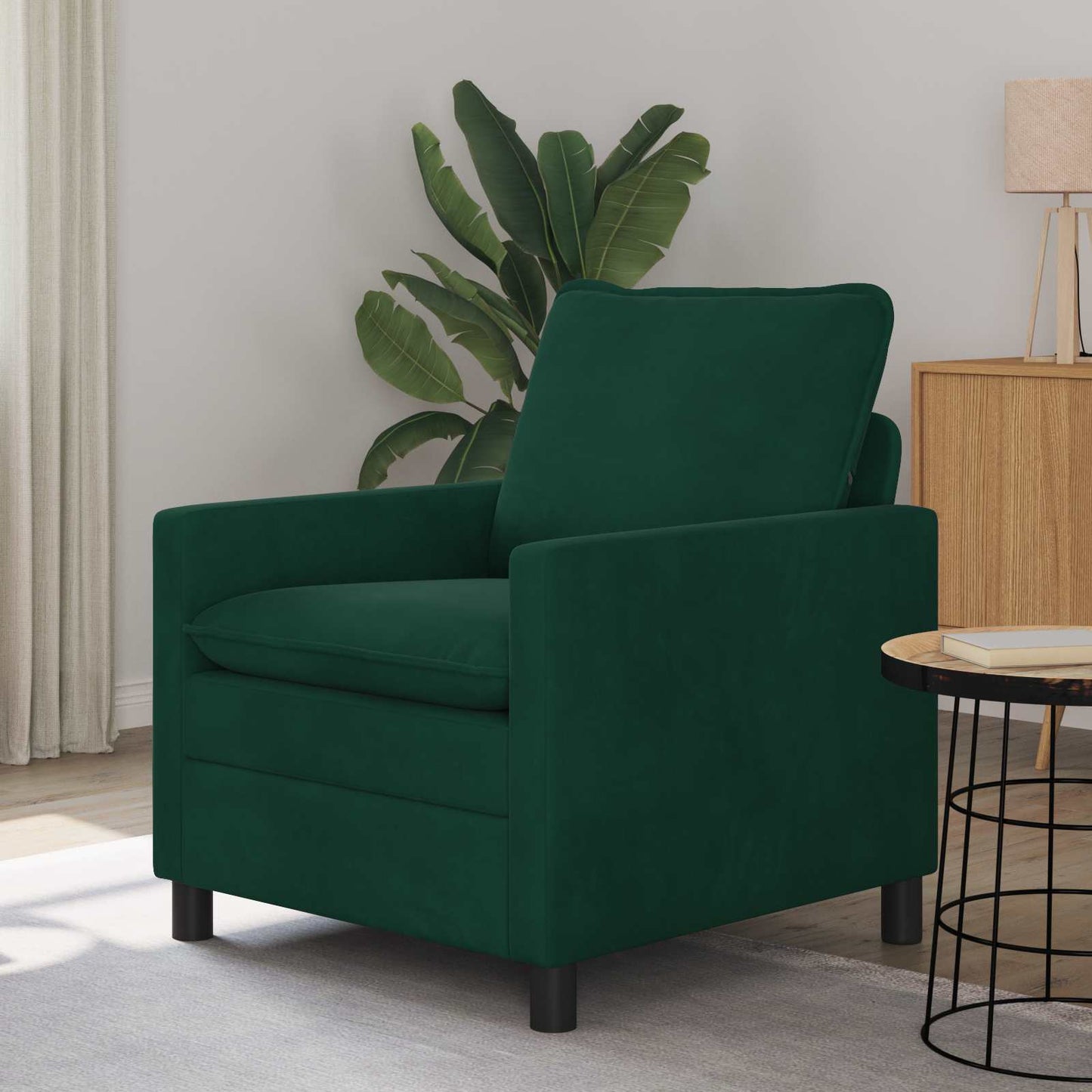 vidaXL Καναπές Σκούρο Πράσινο 76 x 81 x 87,5 εκ Βελούδο