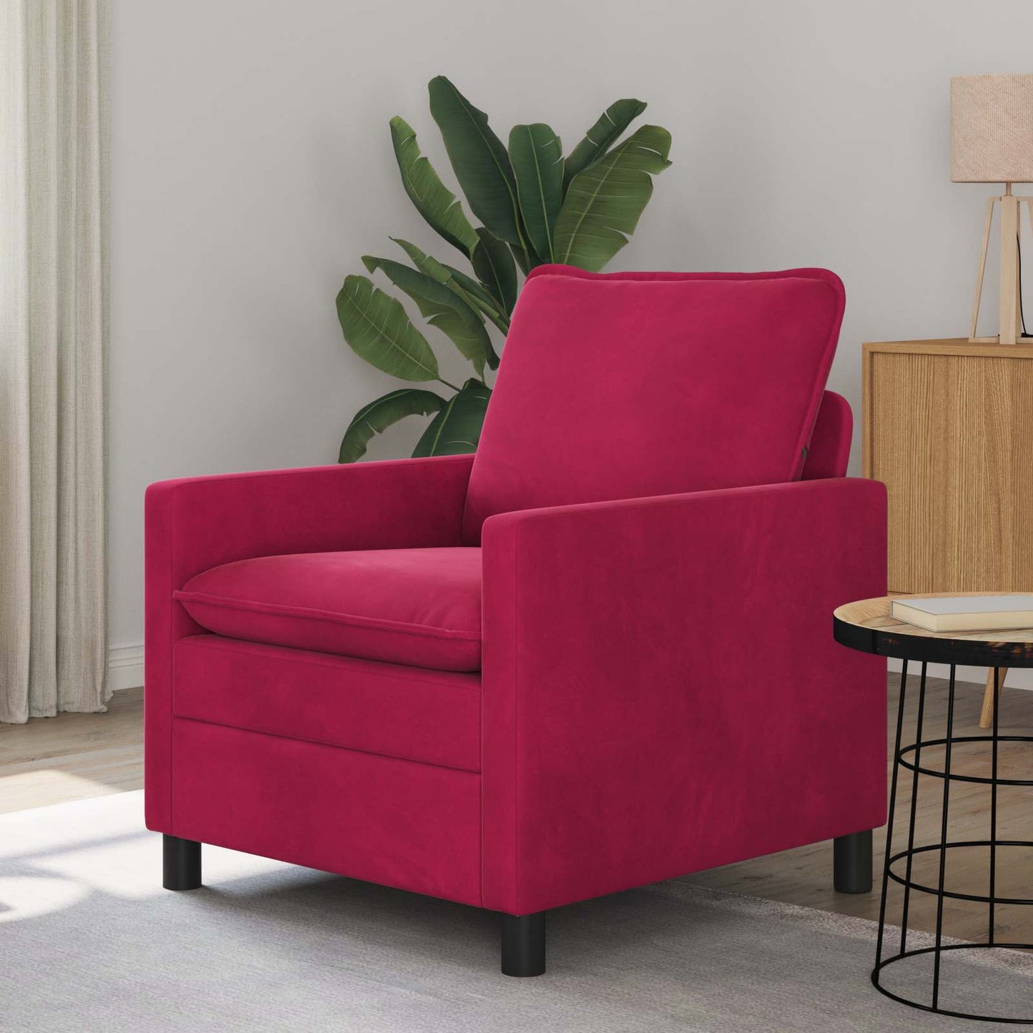 vidaXL Καναπές Κόκκινο 76 x 81 x 87,5 εκ Βελούδο