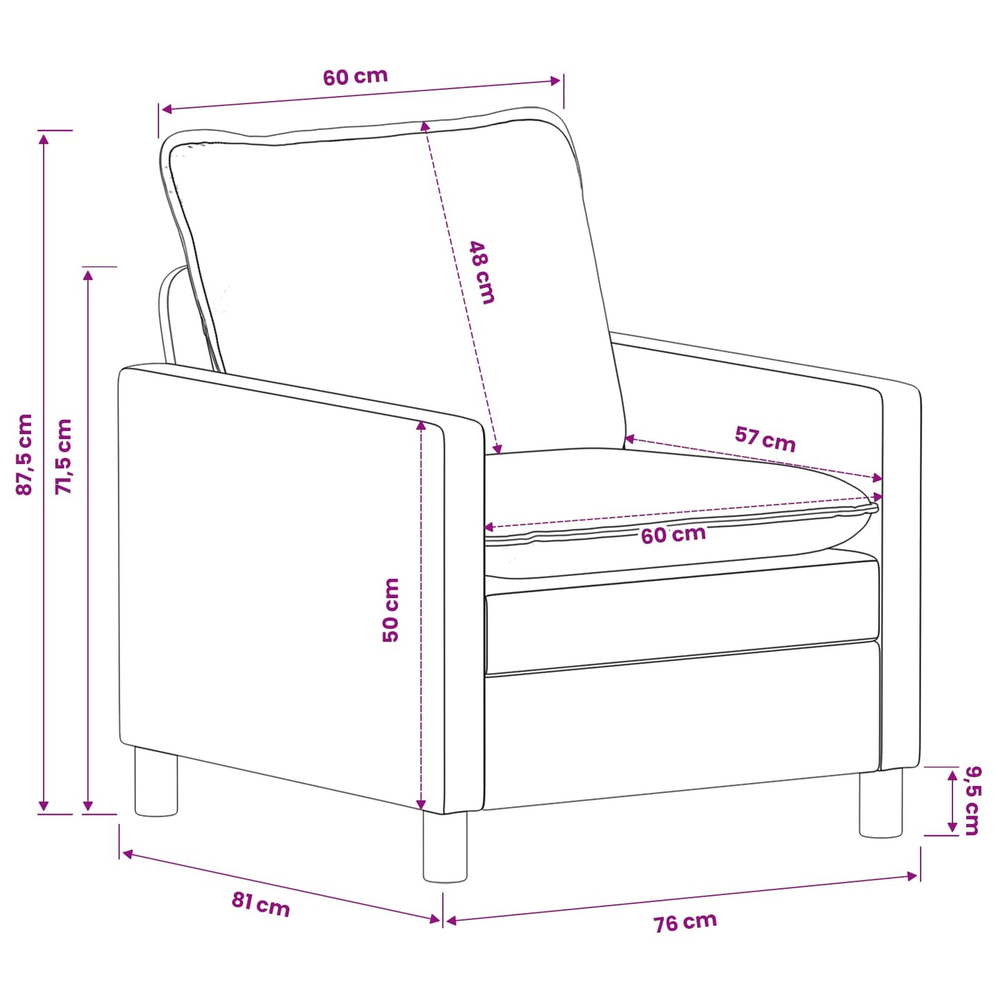 vidaXL Καναπές Μπεζ 76 x 81 x 87,5 εκ Πολυεστέρας