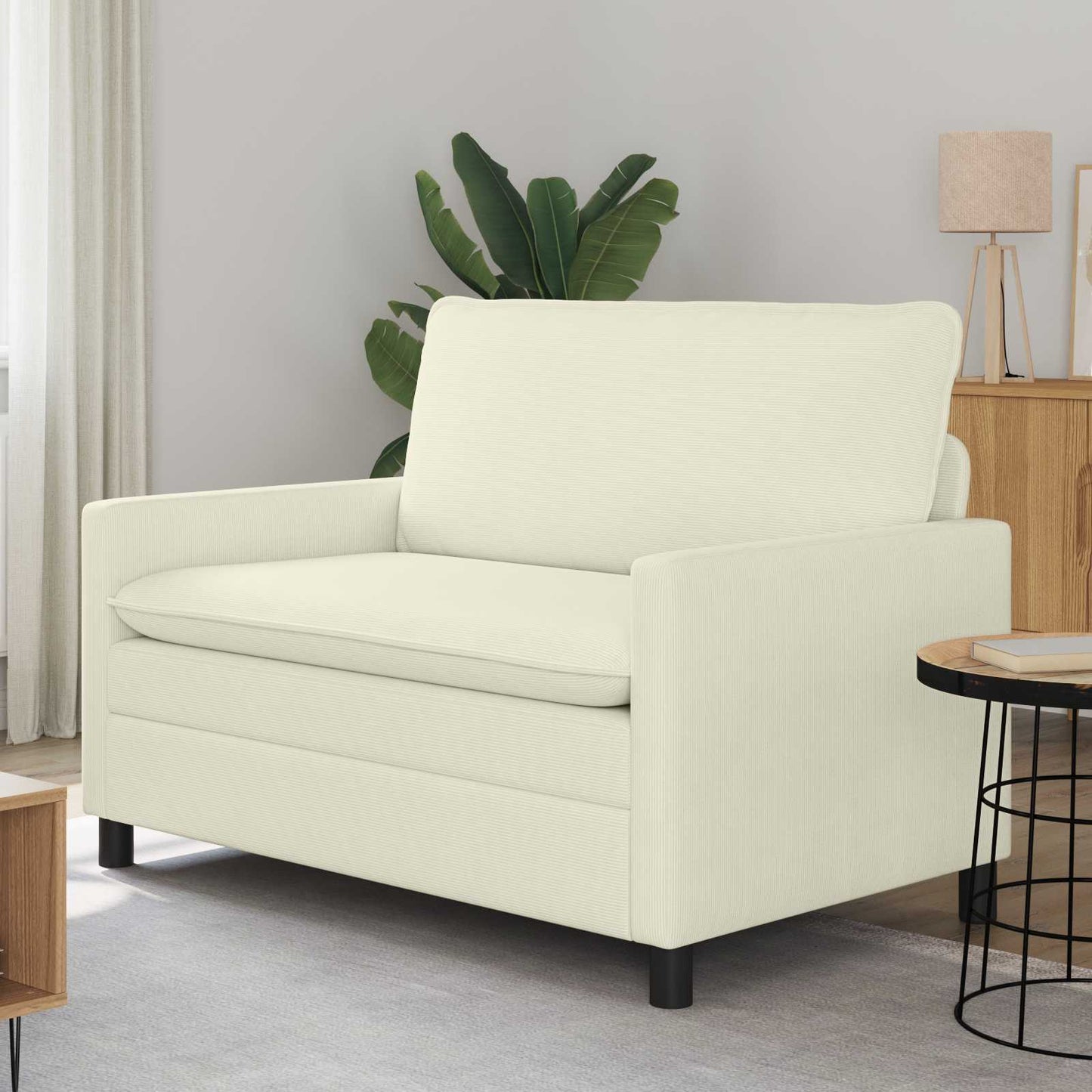 vidaXL Καναπές Κρεμ 126 x 81 x 87,5 εκ Ύφασμα