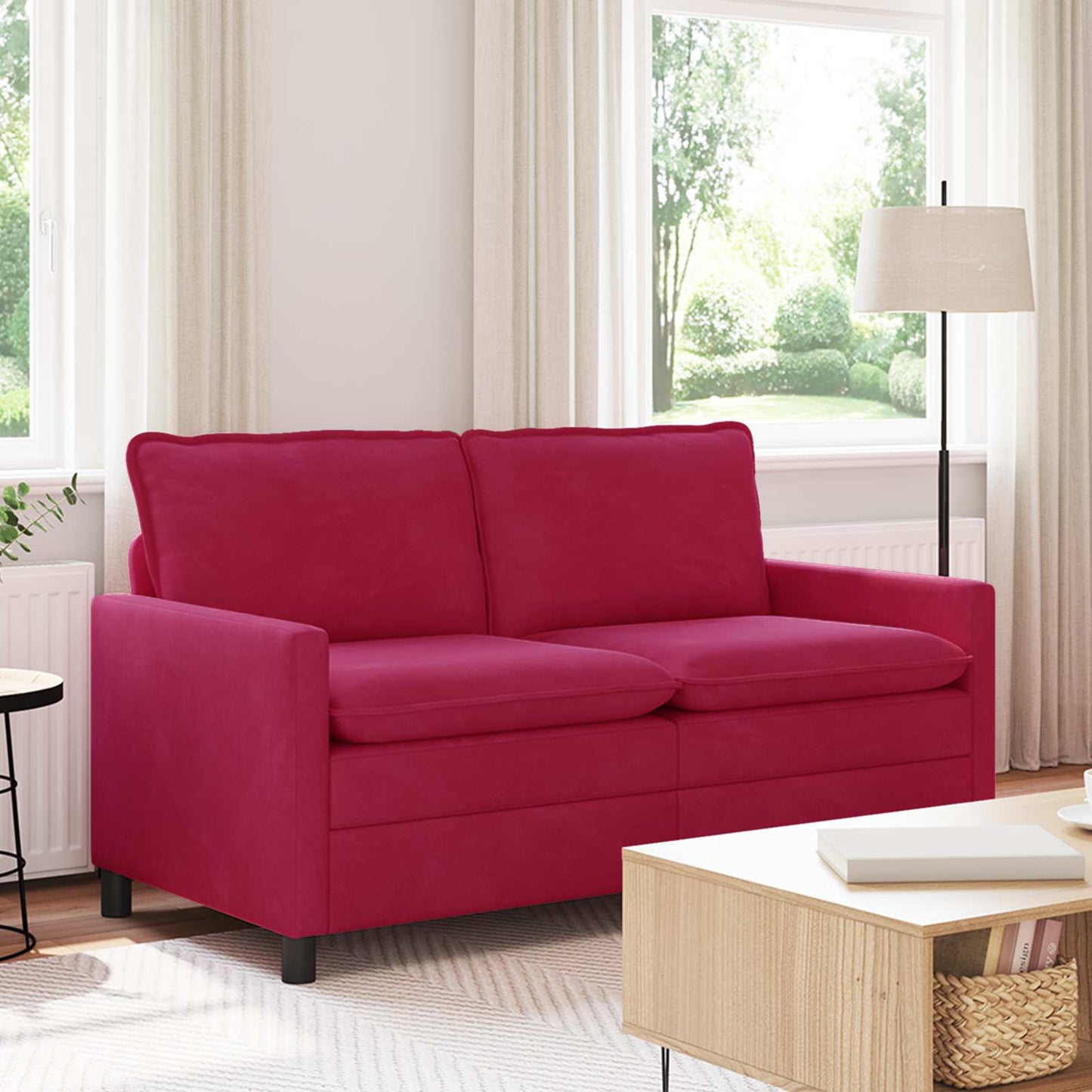 vidaXL Καναπές Κόκκινο 156 x 81 x 87,5 εκ Βελούδο