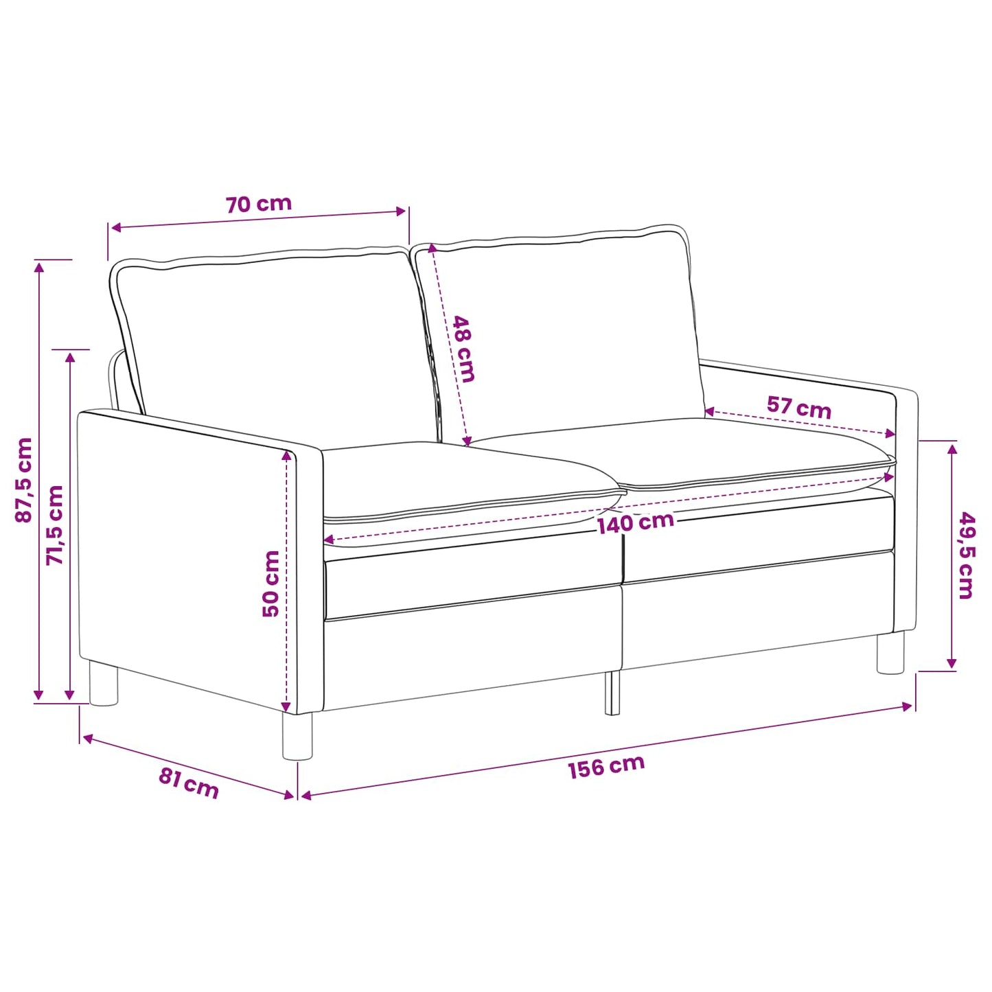 vidaXL Καναπές Κρεμ 156 x 81 x 87,5 εκ Πολυεστέρας