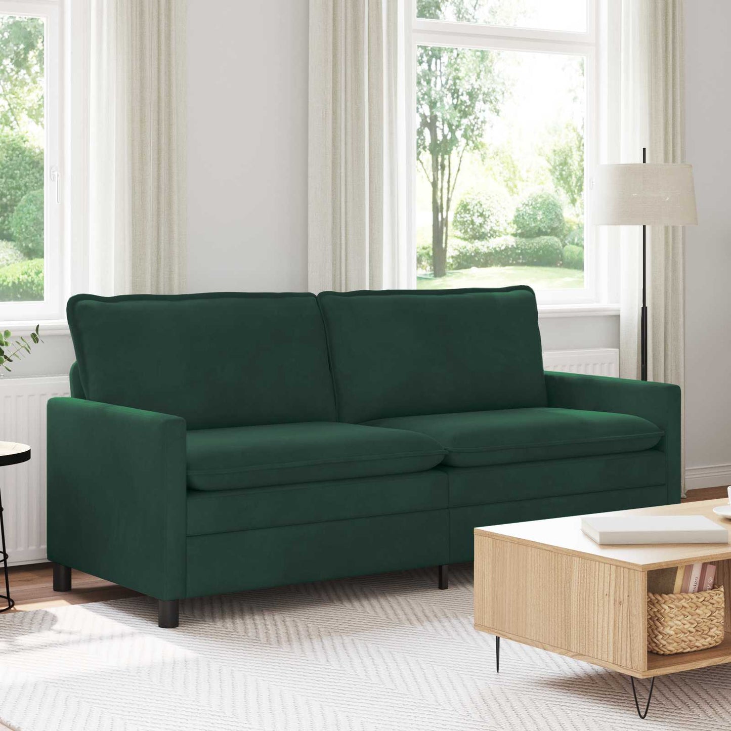 vidaXL Καναπές Σκούρο Πράσινο 196 x 81 x 87,5 εκ. Βελούδο
