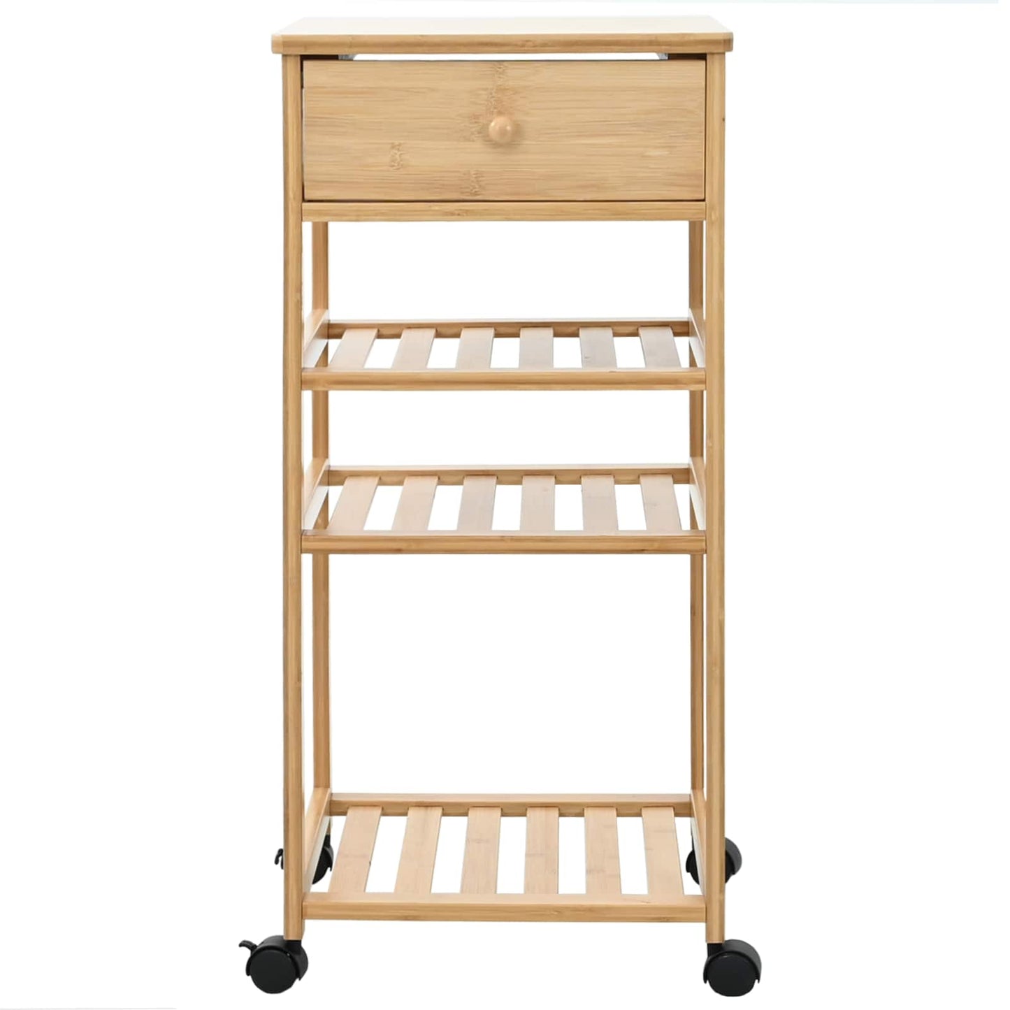 vidaXL Καλάθι κουζίνας με ρόδες Φυσικό 37 x 36 x 80 εκ Μπαμπού
