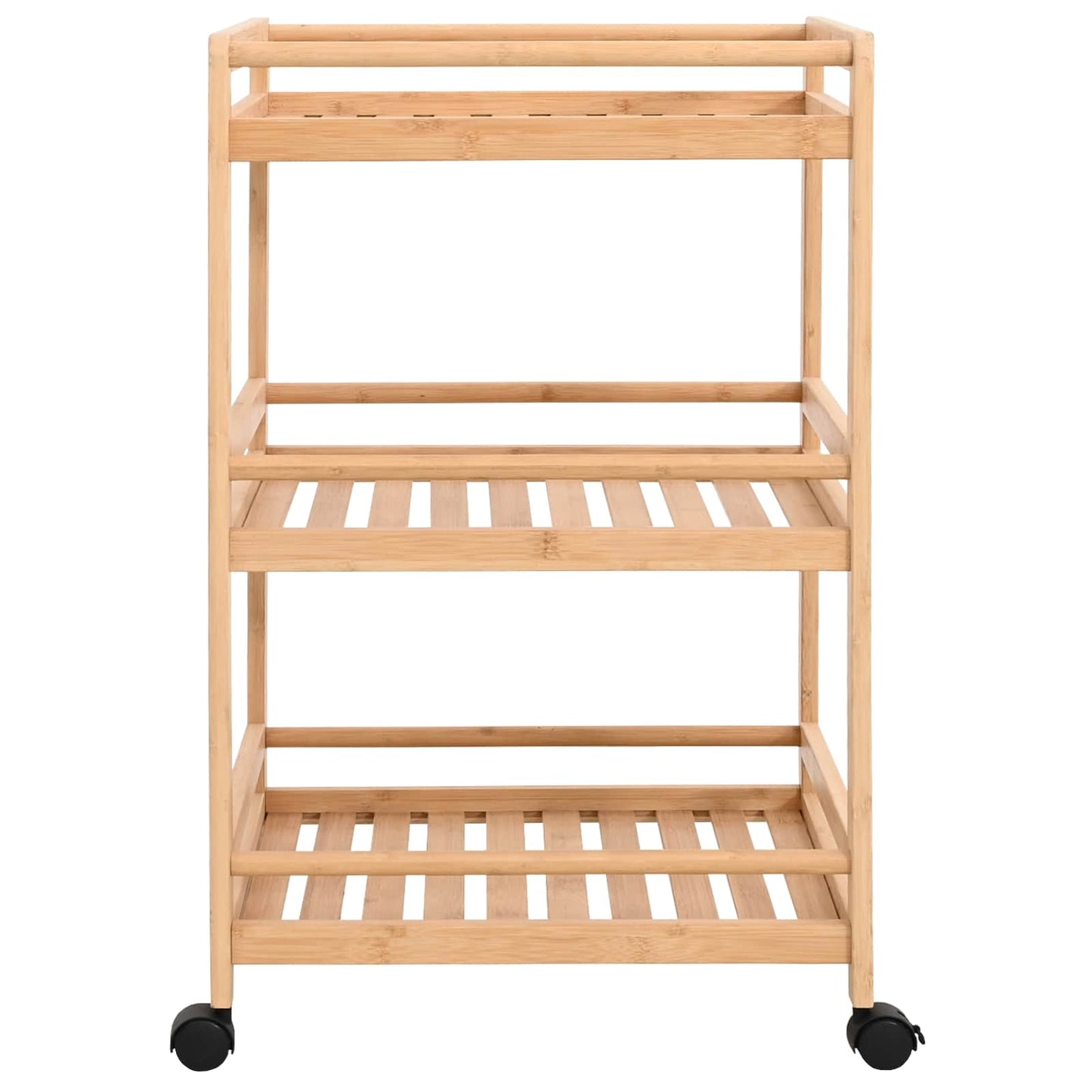 vidaXL Καλάθι κουζίνας με ρόδες Φυσικό 46 x 38 x 76 εκ. Μπαμπού
