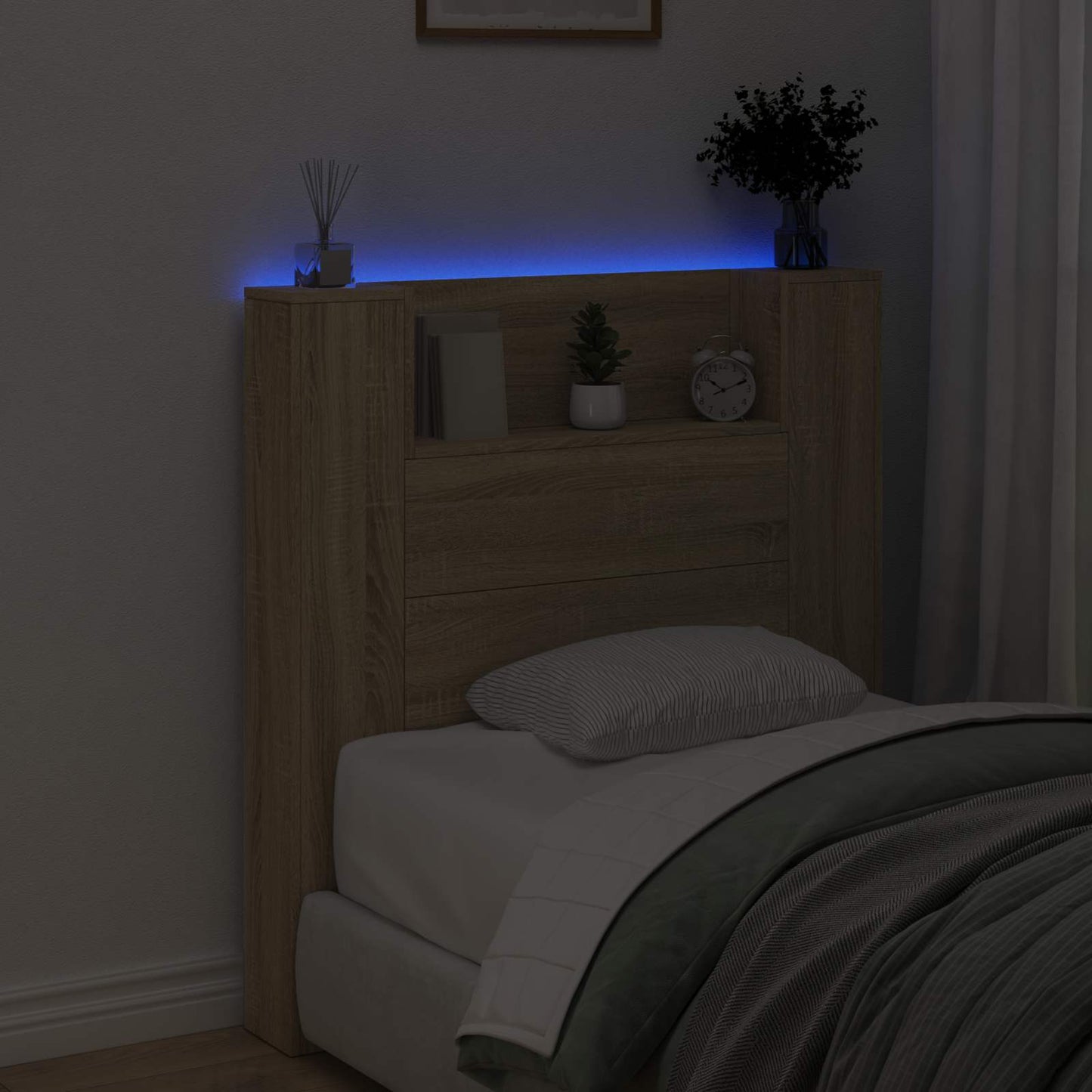 vidaXL Κεφαλάρι αποθήκευσης με LED Sonoma Δρυς Επεξεργασμένο Ξύλο