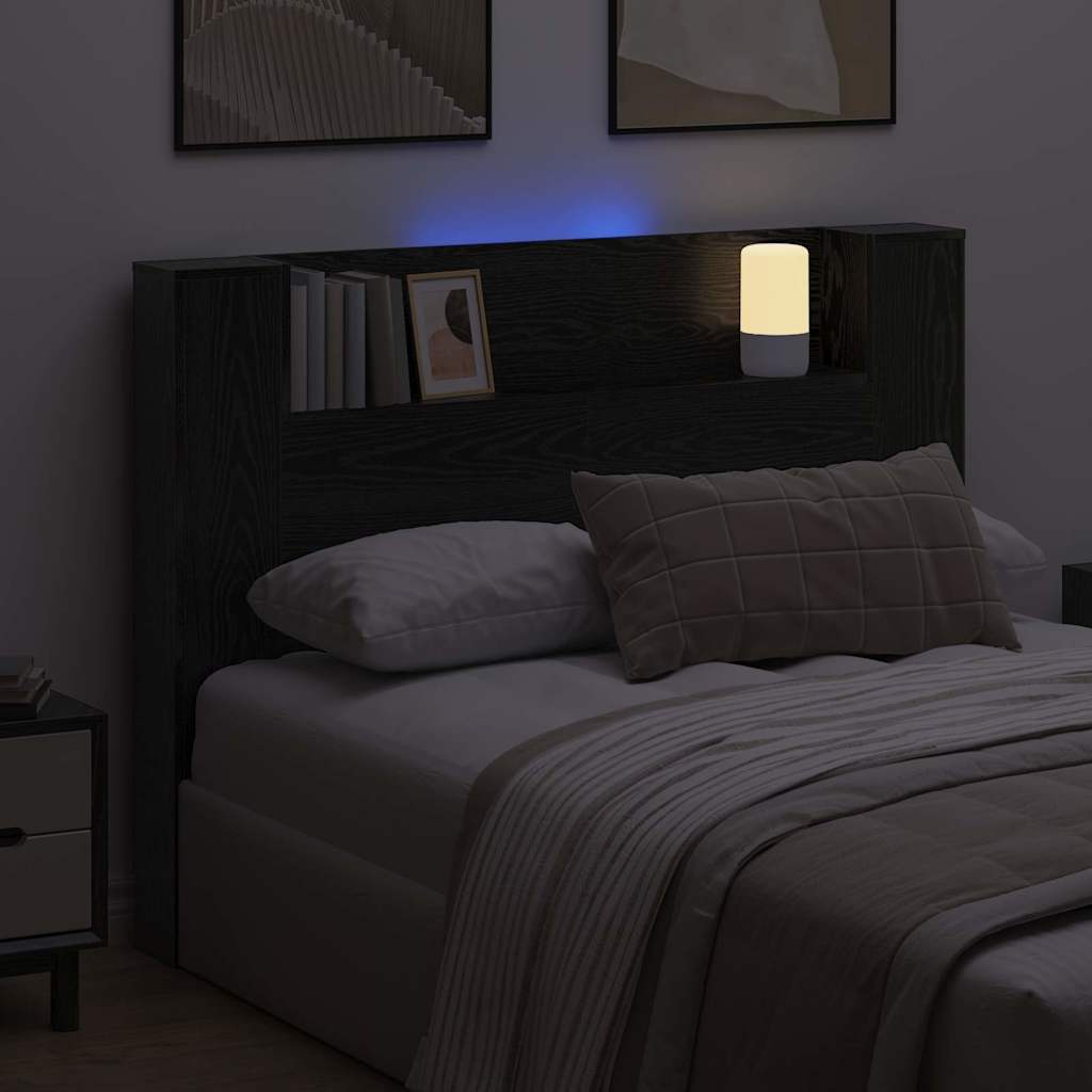 vidaXL Κεφαλάρι Μαύρη Οξυά 140 x 17 x 104,5 εκ Επεξεργασμένο ξύλο