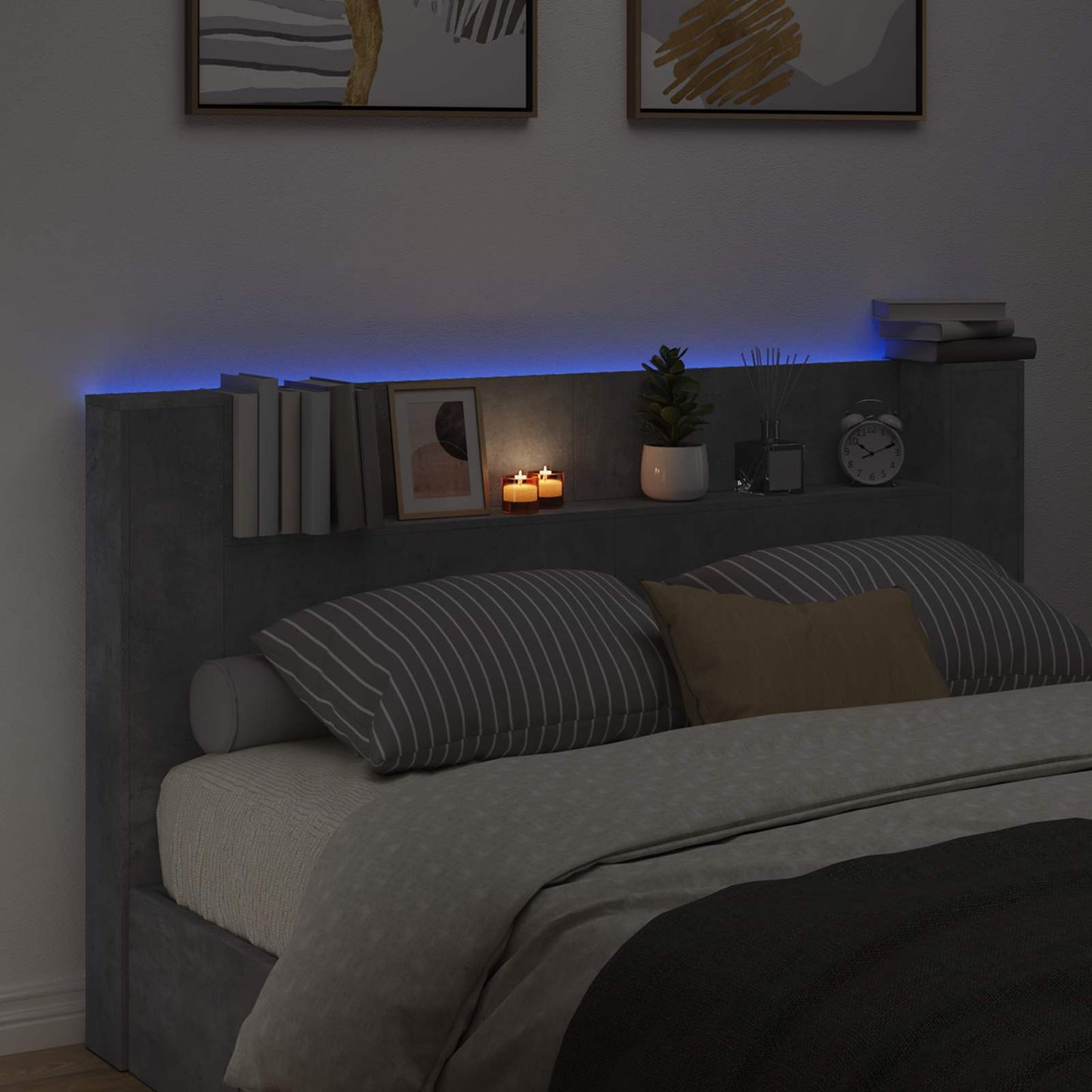 vidaXL Κεφαλάρι αποθήκευσης με LED Γκρι Σκυροδέματος