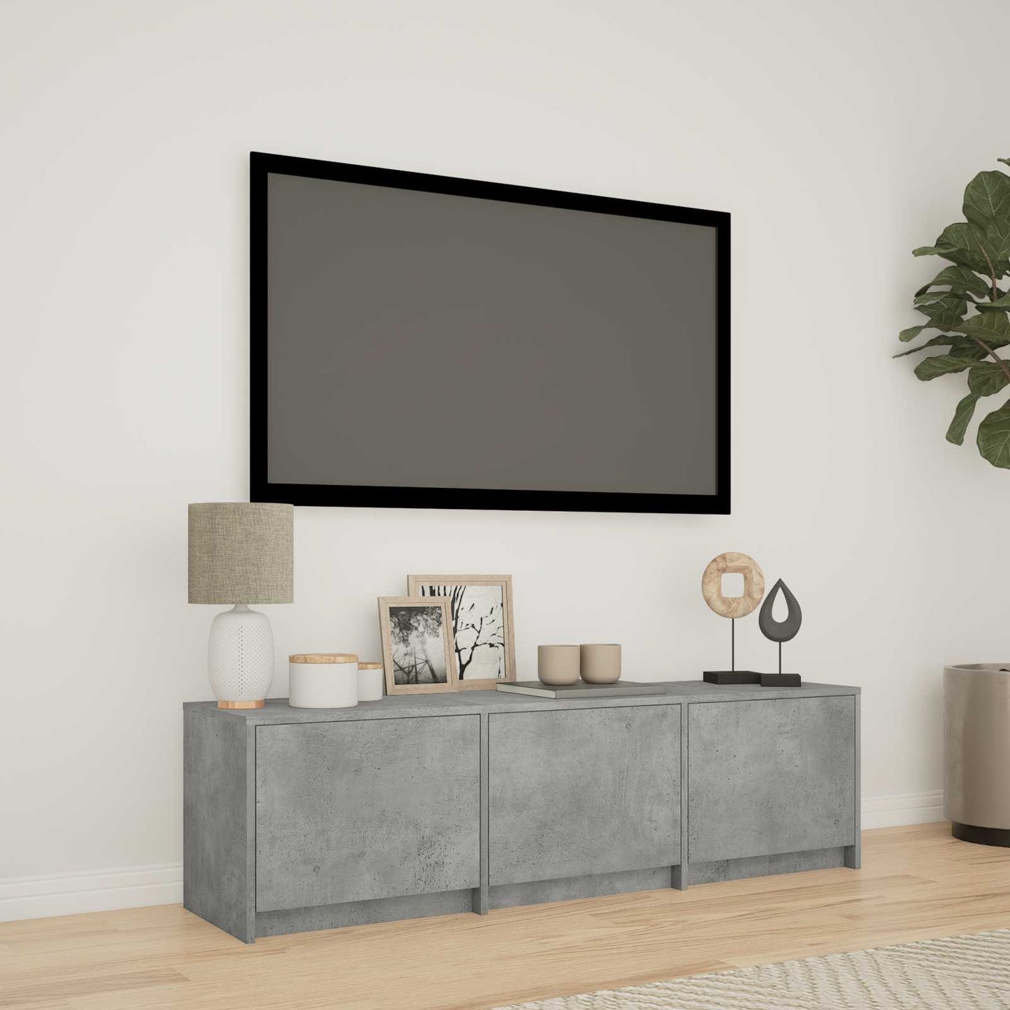 vidaXL Τηλεοπτική βιβλιοθήκη με LED Σκυρόχρωμο Γκρι 140 x 34 x 40 εκ