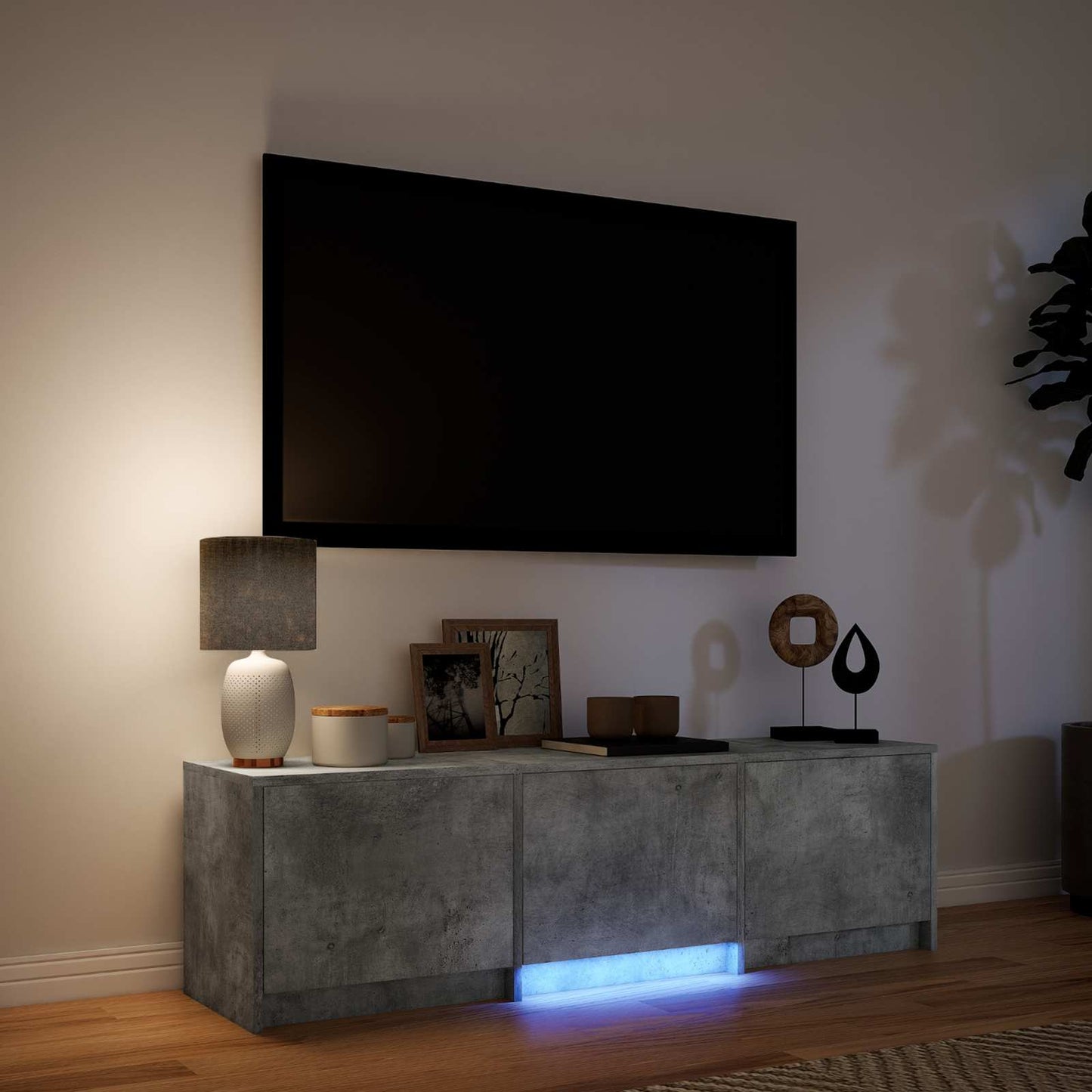 vidaXL Τηλεοπτική βιβλιοθήκη με LED Σκυρόχρωμο Γκρι 140 x 34 x 40 εκ