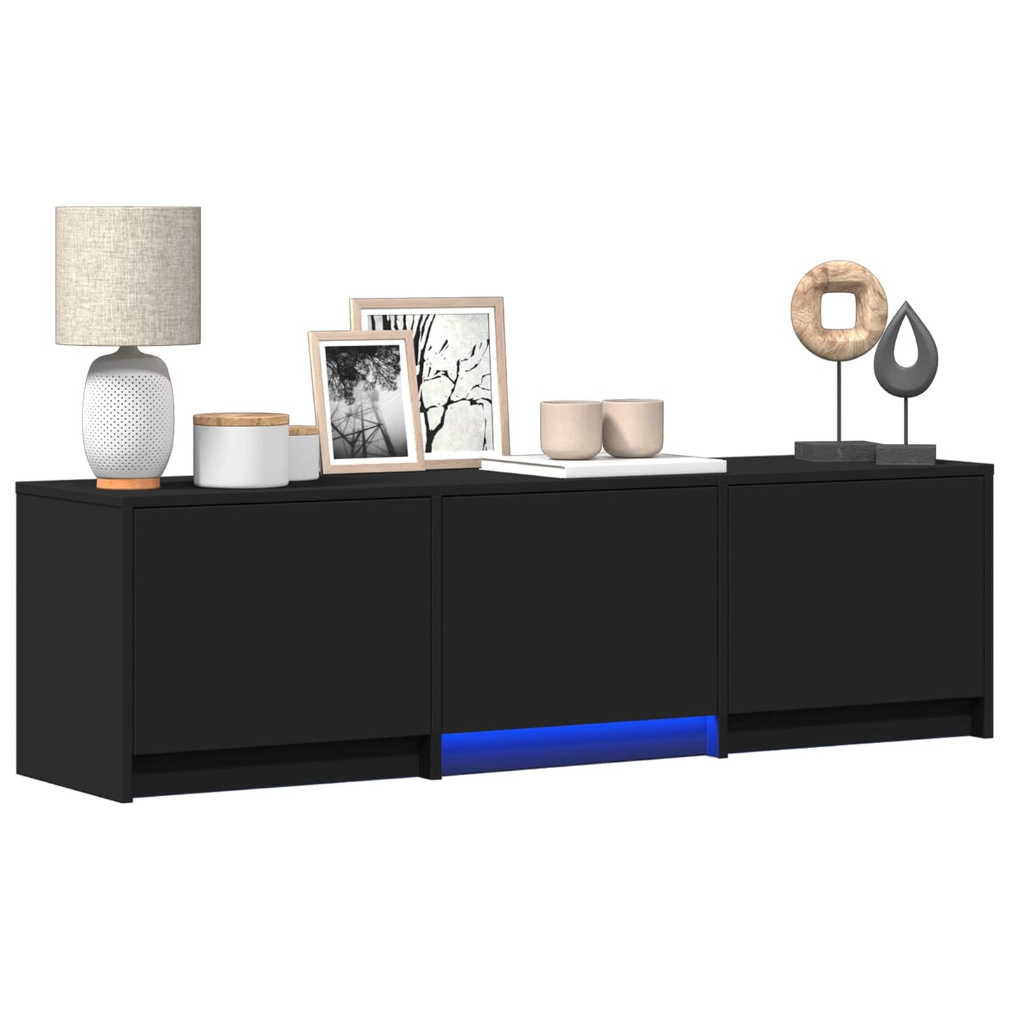 vidaXL Τηλεοπτική βιβλιοθήκη με LED με LED Μαύρο 140 x 34 x 40 εκ