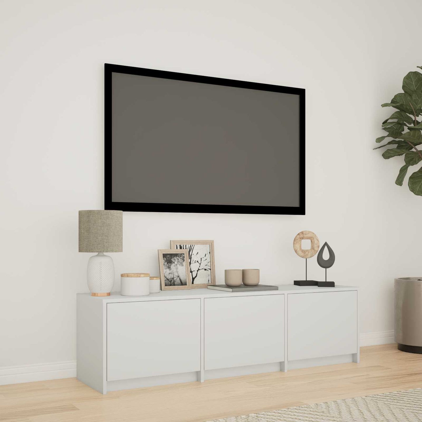 vidaXL Τηλεοπτική βιβλιοθήκη με LED με συρτάρι Λευκός 140 x 34 x 40 εκ