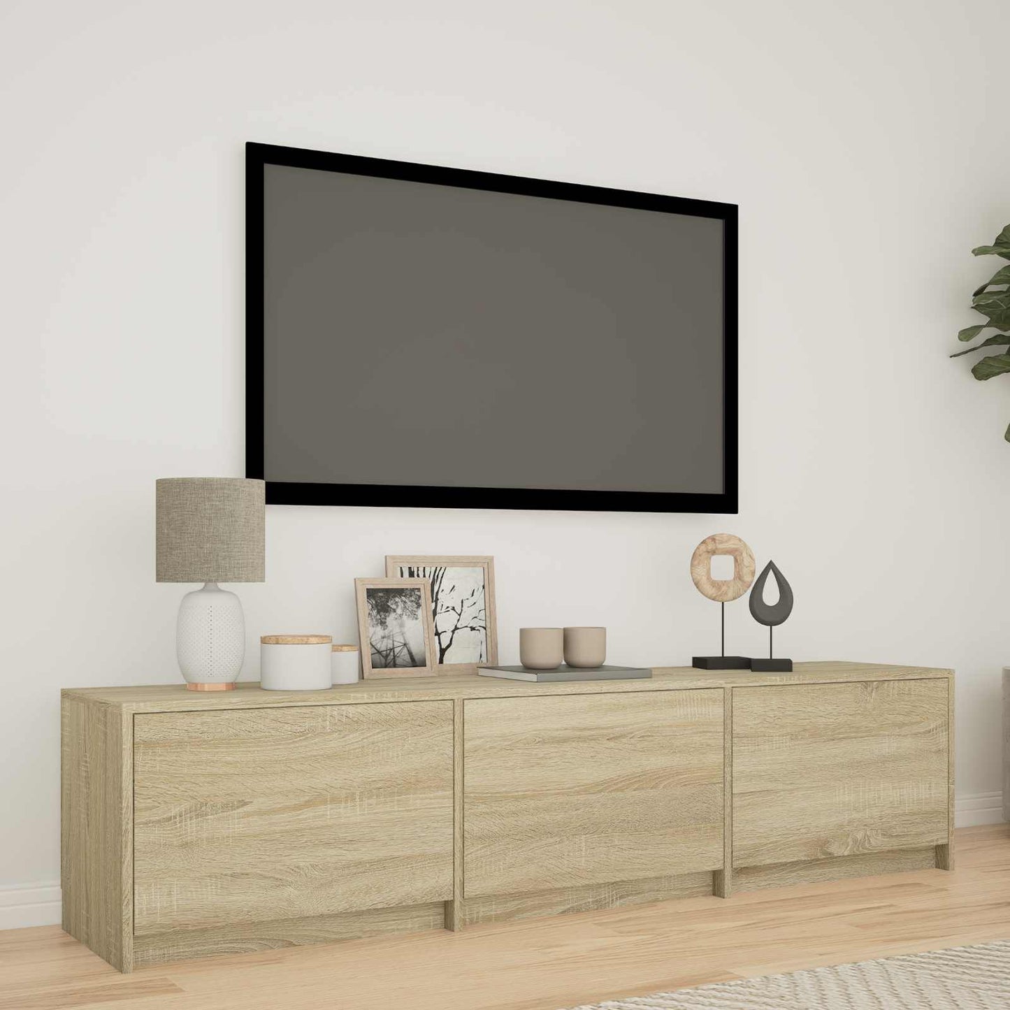 vidaXL Τηλεοπτική βιβλιοθήκη με LED Δρύς Sonoma 165 x 34 x 40 εκ.