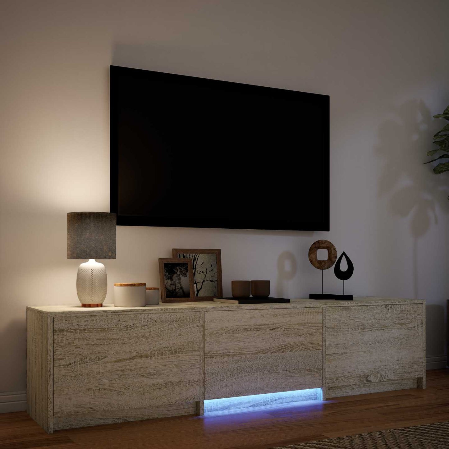 vidaXL Τηλεοπτική βιβλιοθήκη με LED Δρύς Sonoma 165 x 34 x 40 εκ.