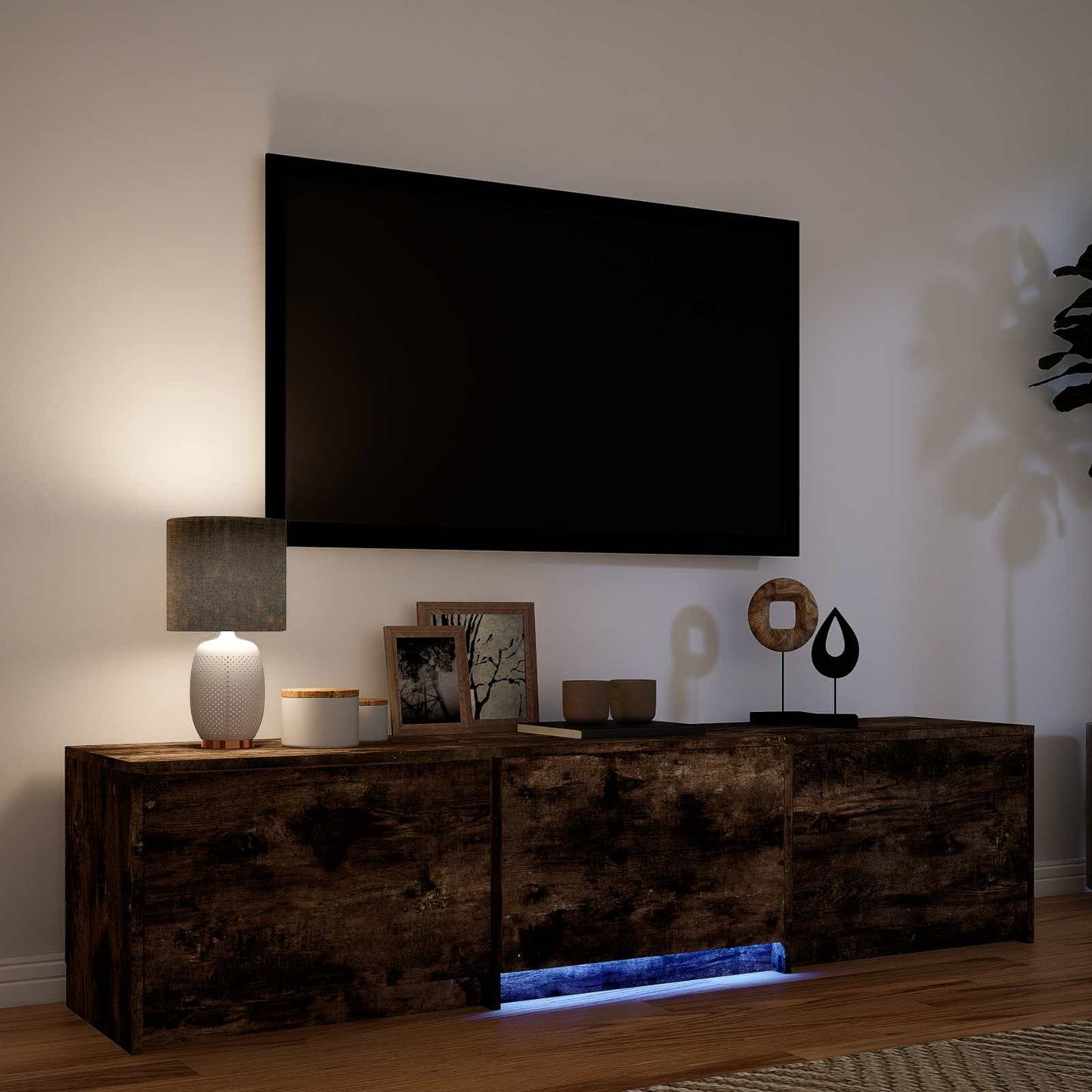 vidaXL Τηλεοπτική βιβλιοθήκη με LED Καπνιστή Δρυς 165 x 34 x 40 εκ.