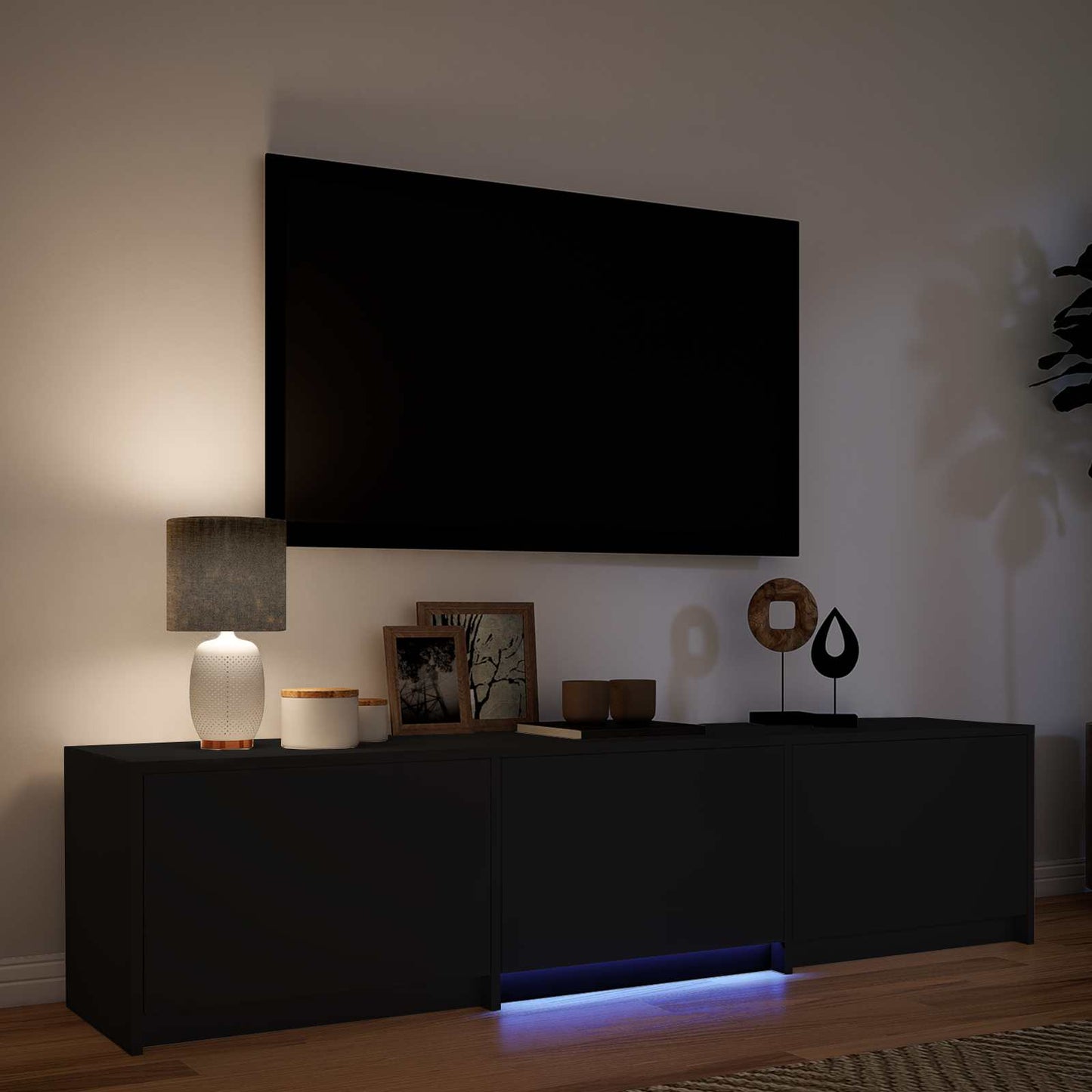 vidaXL Τηλεοπτική βιβλιοθήκη με LED με LED Μαύρο 165 x 34 x 40 εκ.