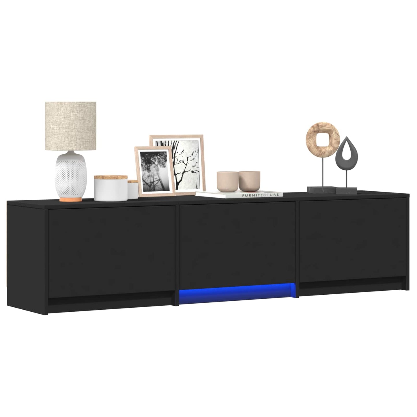 vidaXL Τηλεοπτική βιβλιοθήκη με LED με LED Μαύρο 165 x 34 x 40 εκ.