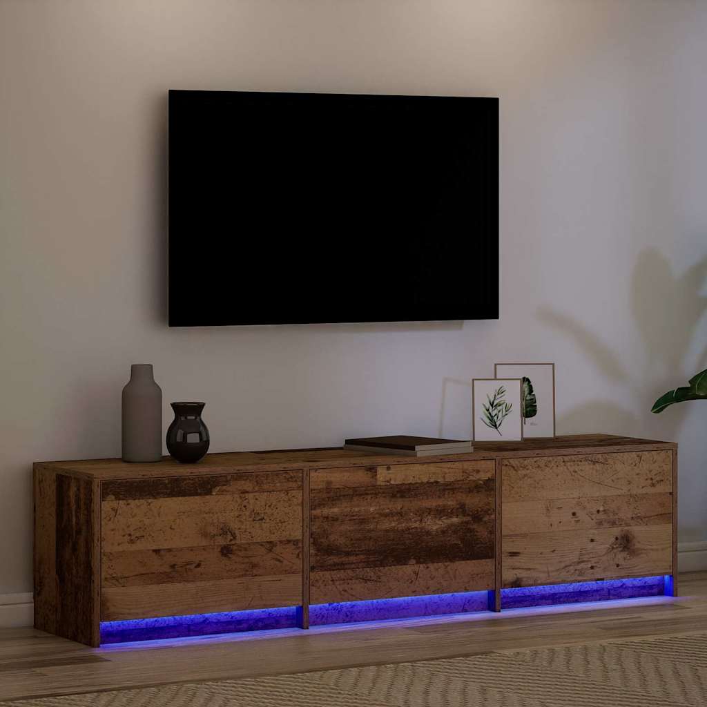 vidaXL Ντουλάπι Τηλεόρασης με LED Παλιό Ξύλο 162 x 34 x 40 εκ