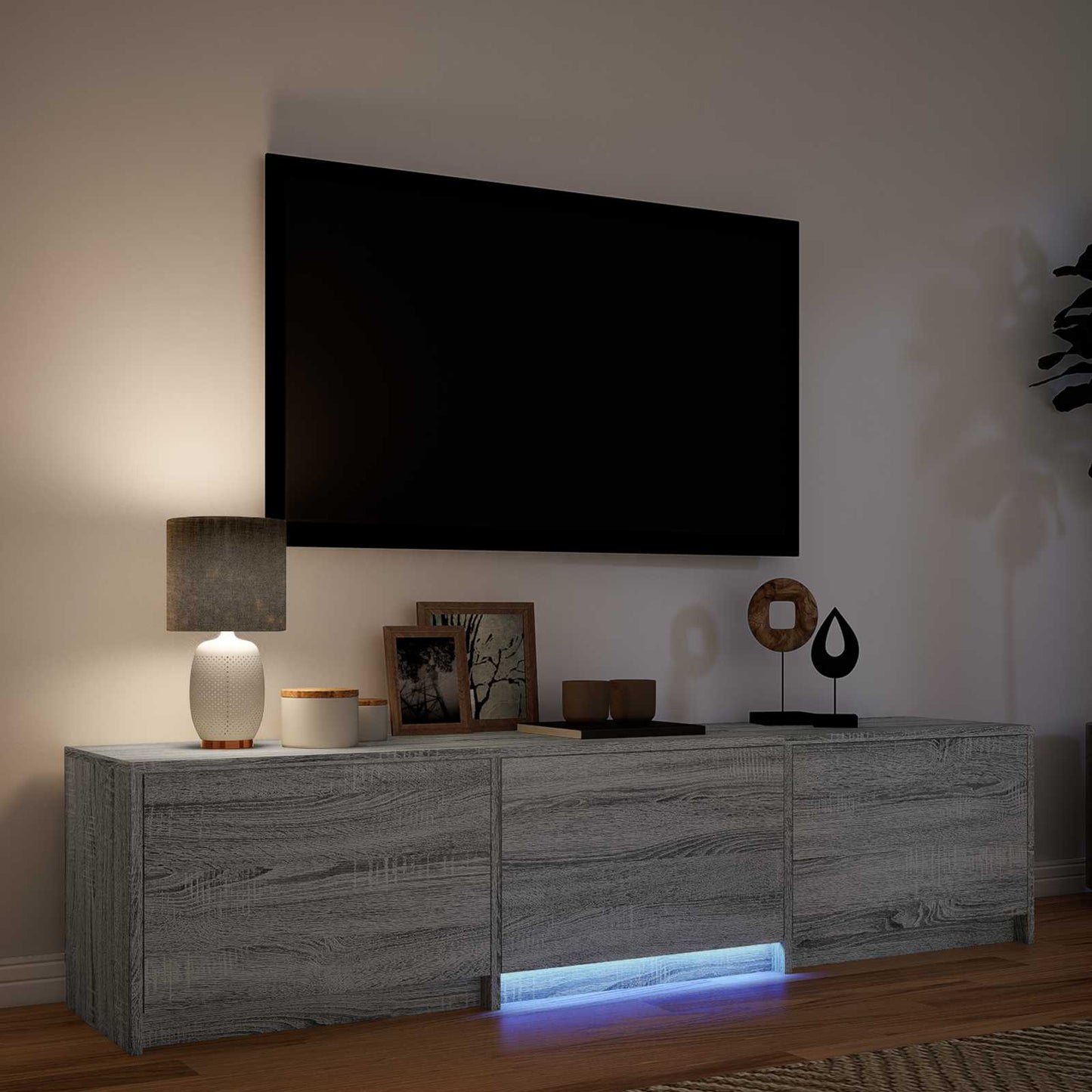 vidaXL Τηλεοπτική βιβλιοθήκη με LED Γκρι Σονομά 165 x 34 x 40 εκ.