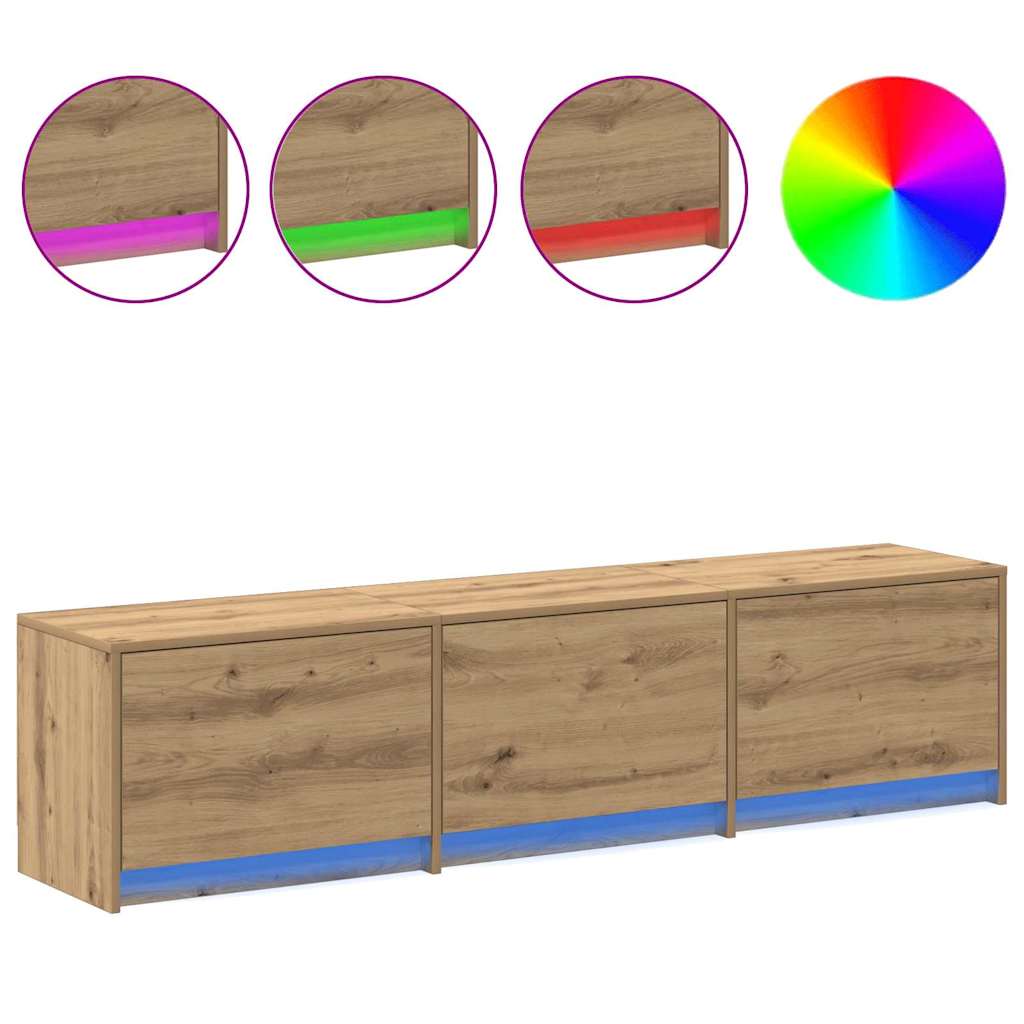 vidaXL Ντουλάπι Τηλεόρασης με LED Καρυδιά Χειροποίητης Εργασίας