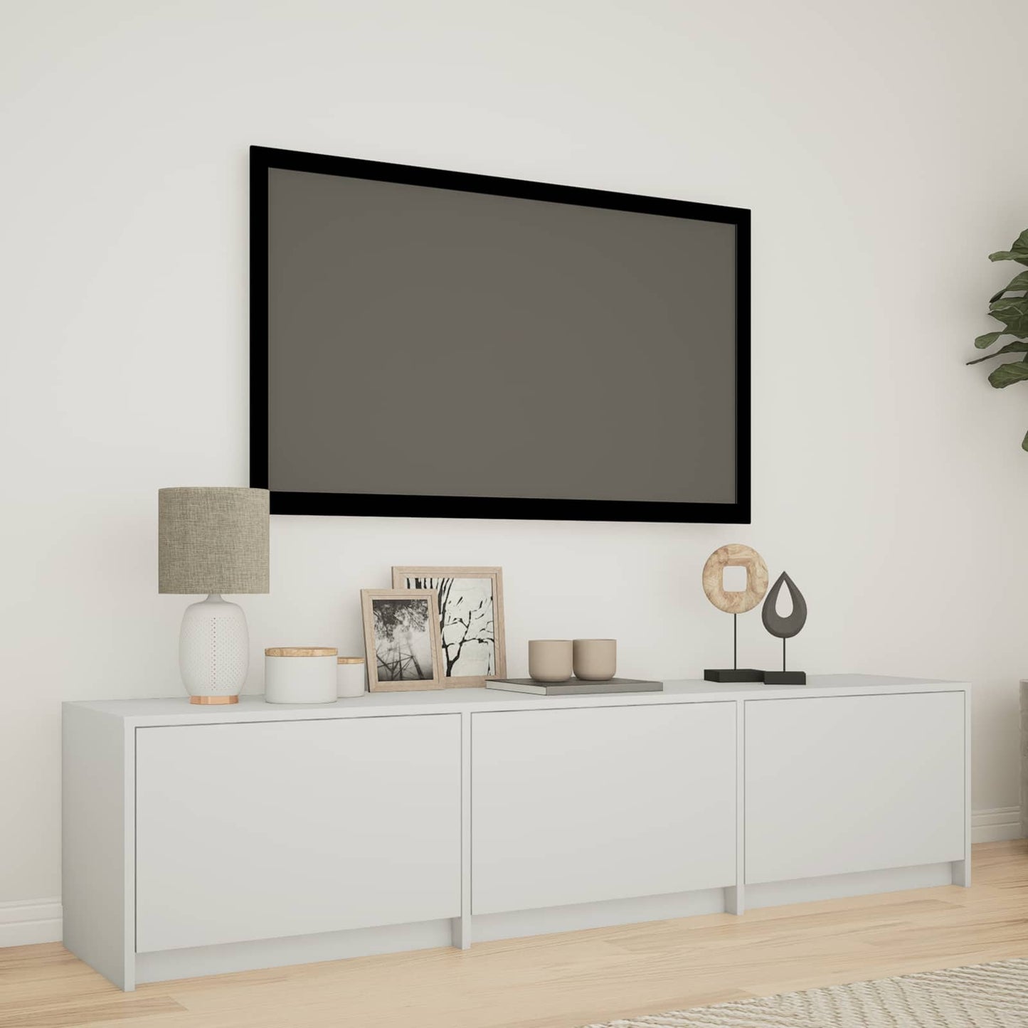 vidaXL Τηλεοπτική βιβλιοθήκη με LED με LED Λευκός 165 x 34 x 40 εκ.