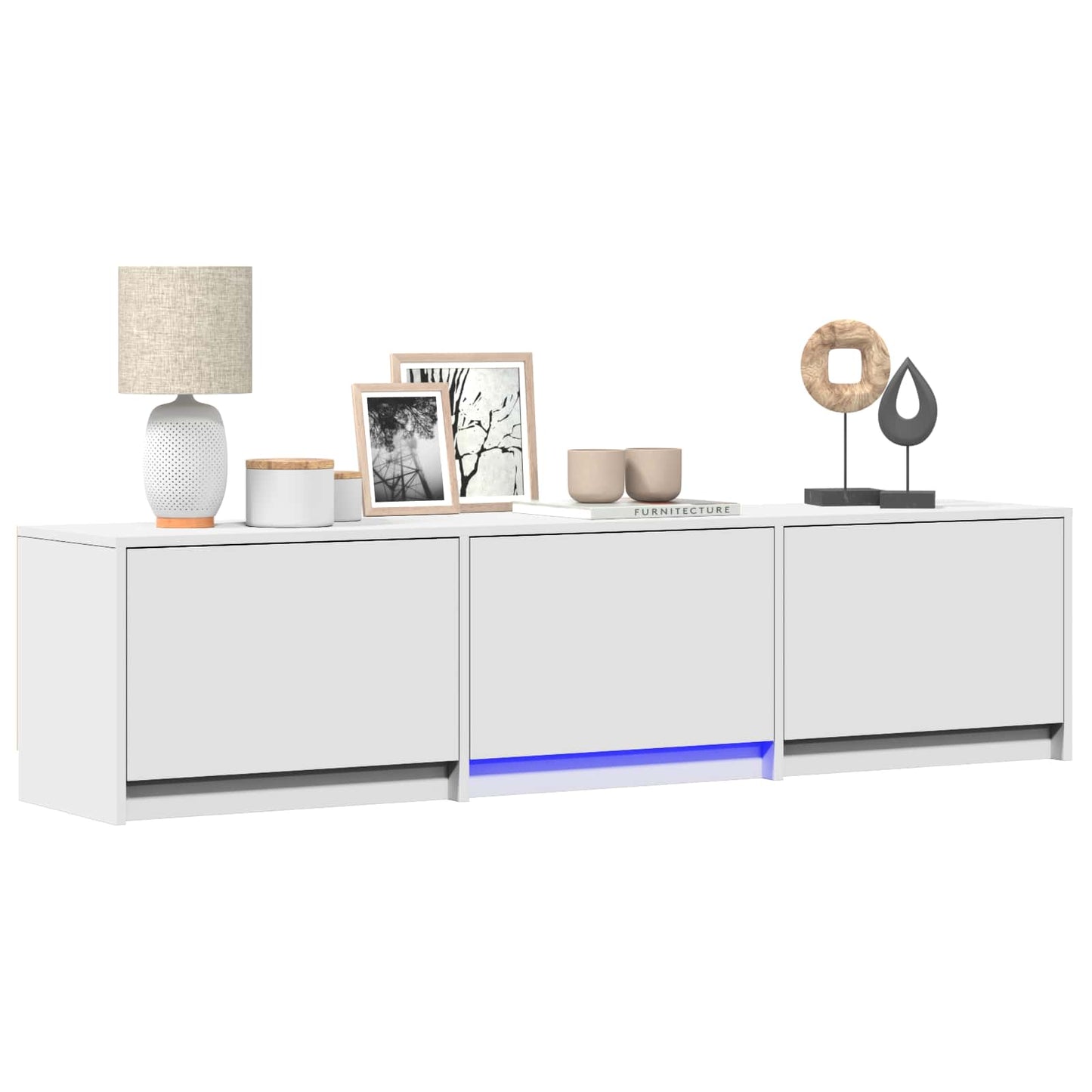 vidaXL Τηλεοπτική βιβλιοθήκη με LED με LED Λευκός 165 x 34 x 40 εκ.