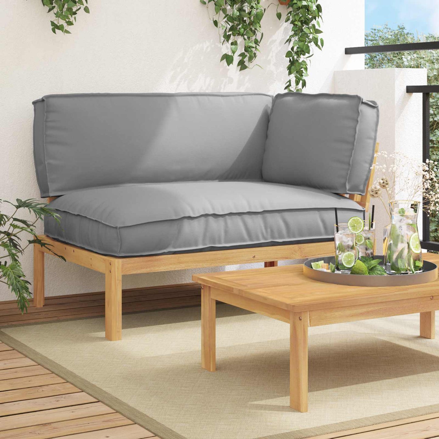 vidaXL Σετ Καναπέ Μονόχρωμο Γκρι 133 x 92 x 69 εκ. Στερεό Ξύλο Ακακίας