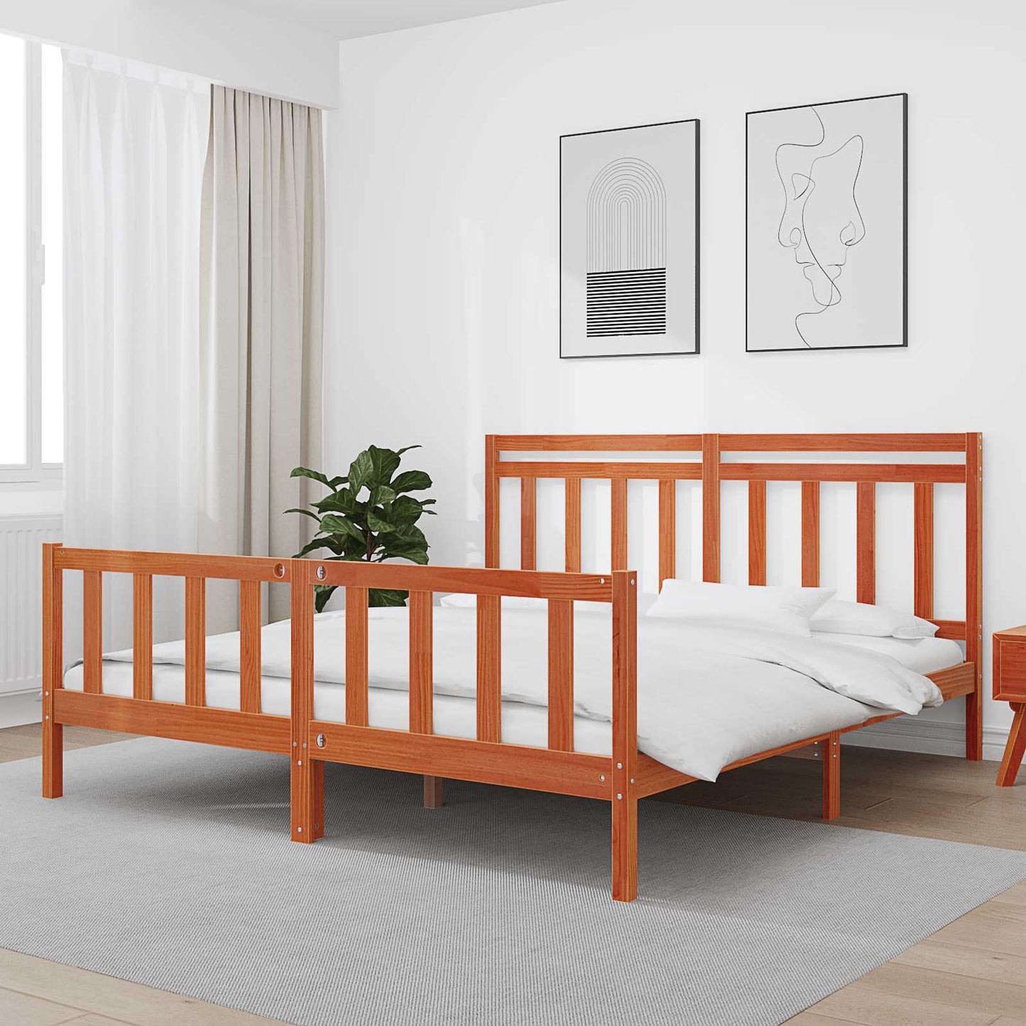 vidaXL Σκελετός Κρεβατιού 2 pcs Κερωτό καφέ 205,5 x 185,5 x 100 εκ