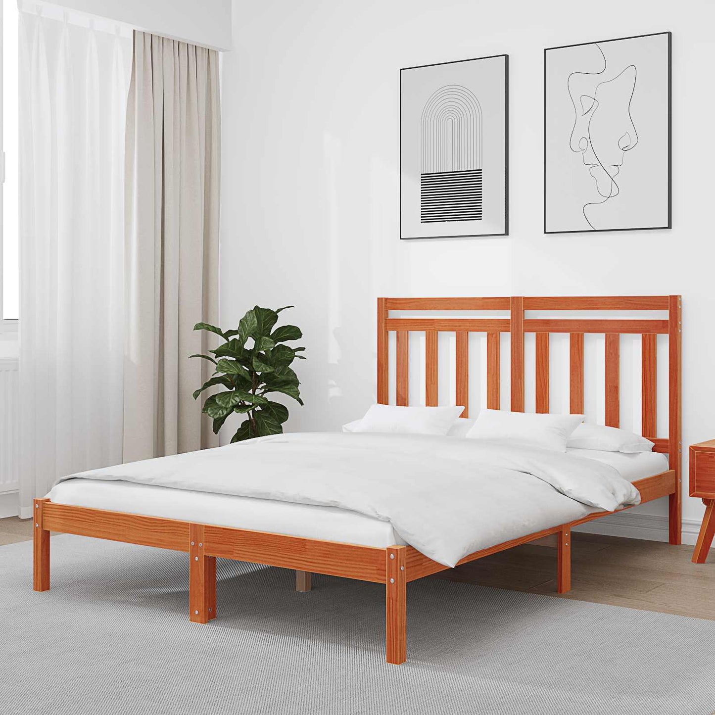 vidaXL Σκελετός Κρεβατιού Κερωτό καφέ 205,5 x 145,5 x 100 εκ