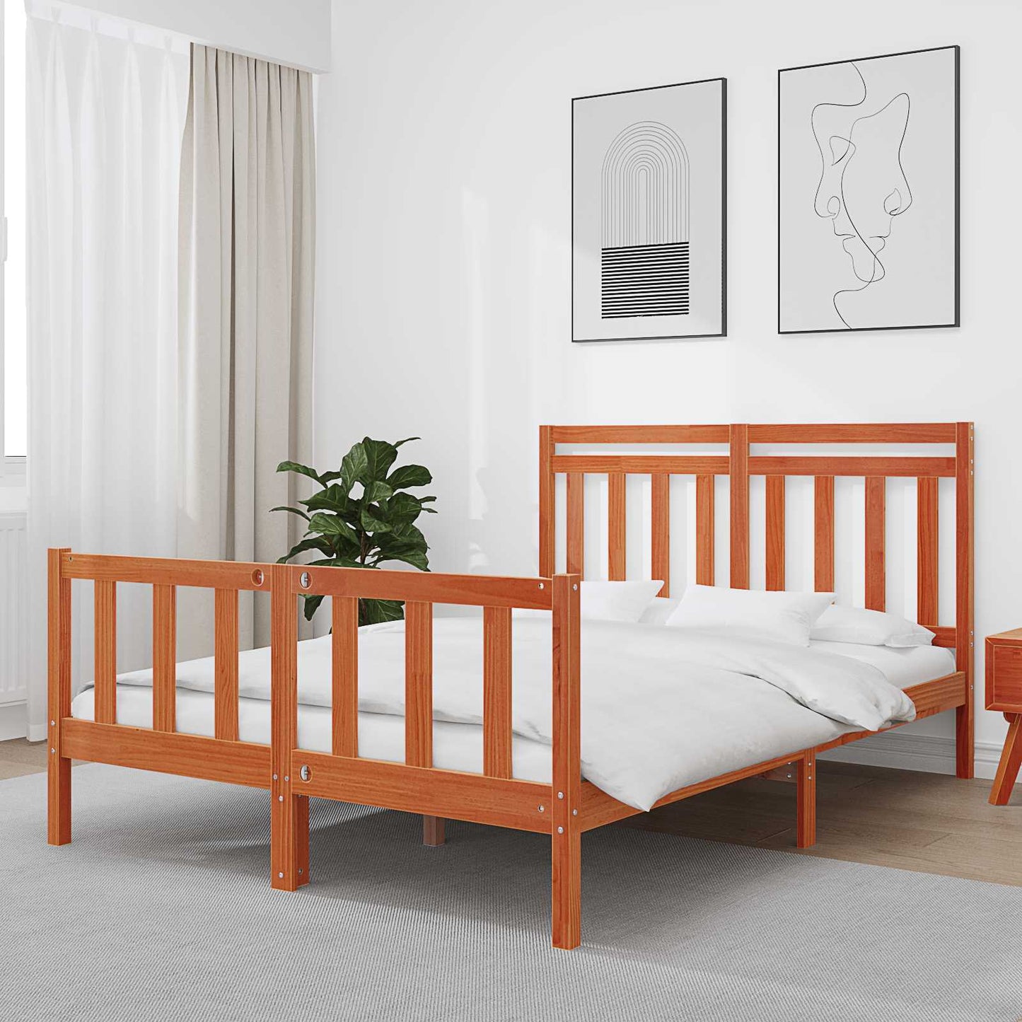 vidaXL Σκελετός Κρεβατιού 2 pcs Κερωτό καφέ 205,5 x 145,5 x 100 εκ