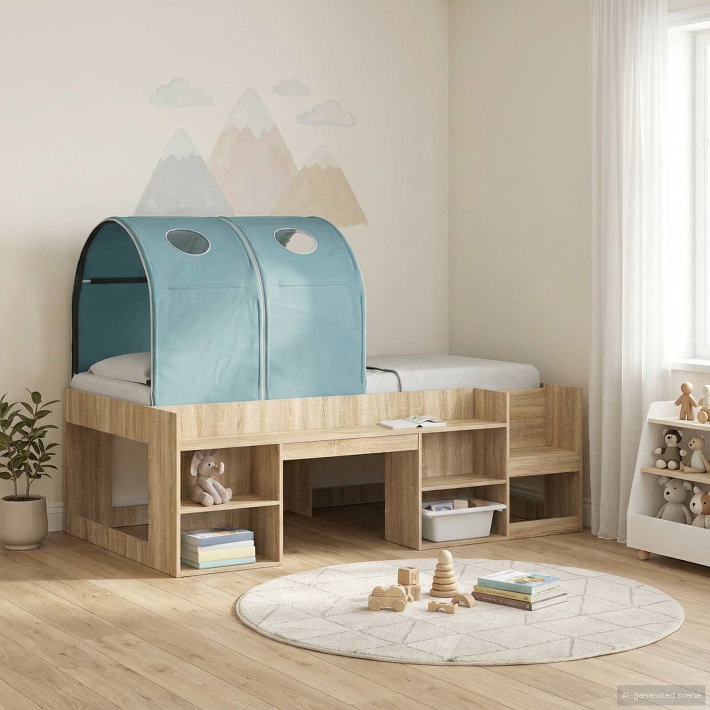 vidaXL Κρεβάτι Τούνελ 2 pcs Γαλάζιο 211 x 52,5 x 2 εκ Πολυεστέρας