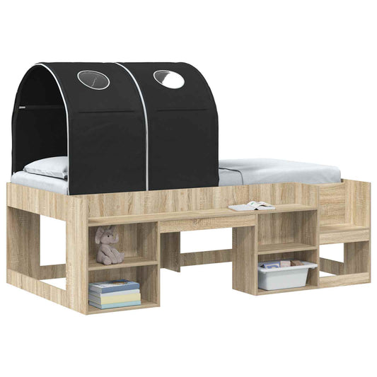 vidaXL Κρεβάτι Τούνελ 2 pcs Μαύρο 211 x 52,5 x 2 εκ Πολυεστέρας