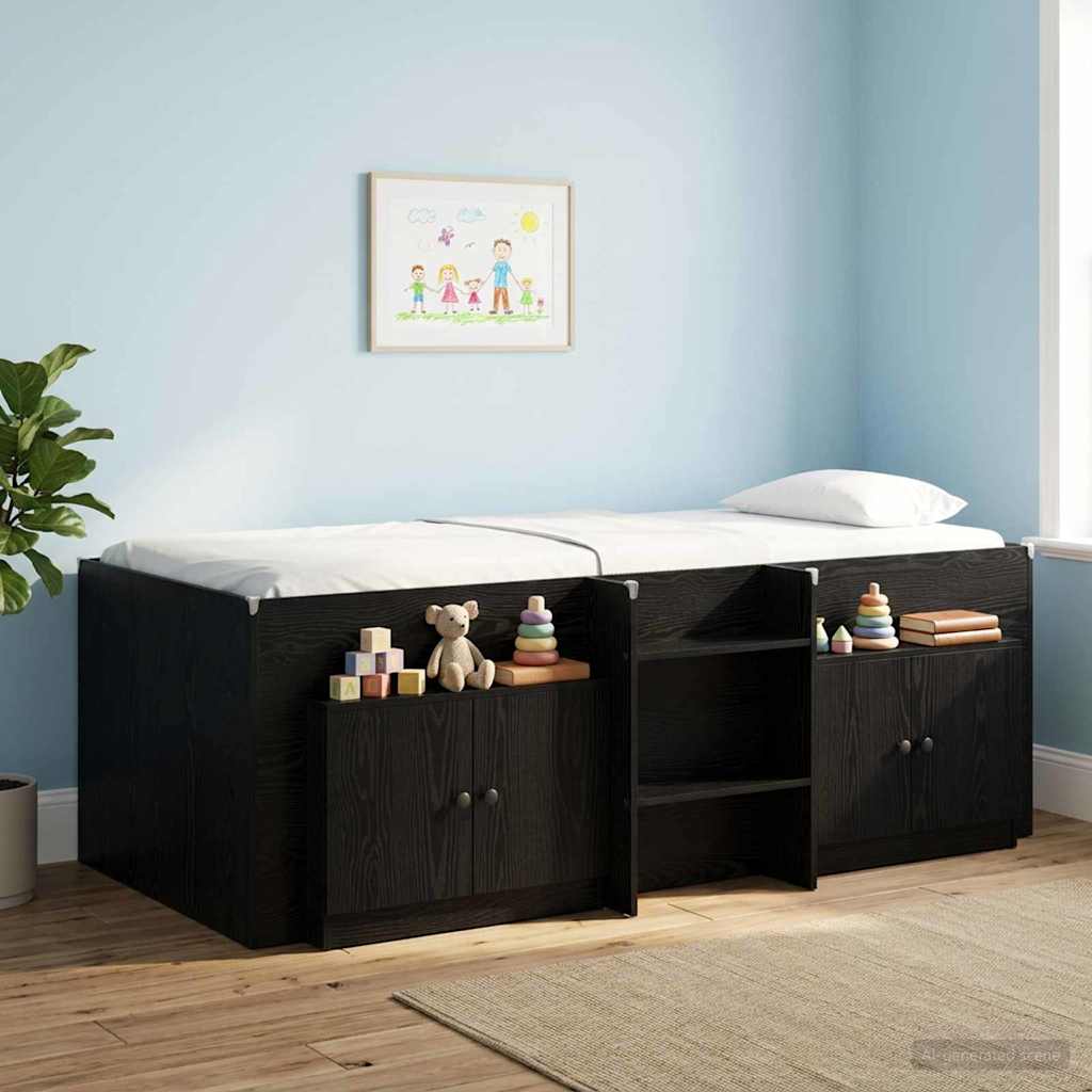 vidaXL Ντουλάπα Αποθήκευσης για Κρεβάτι σε Loft 2 τμχ. Μαύρη Δρυς