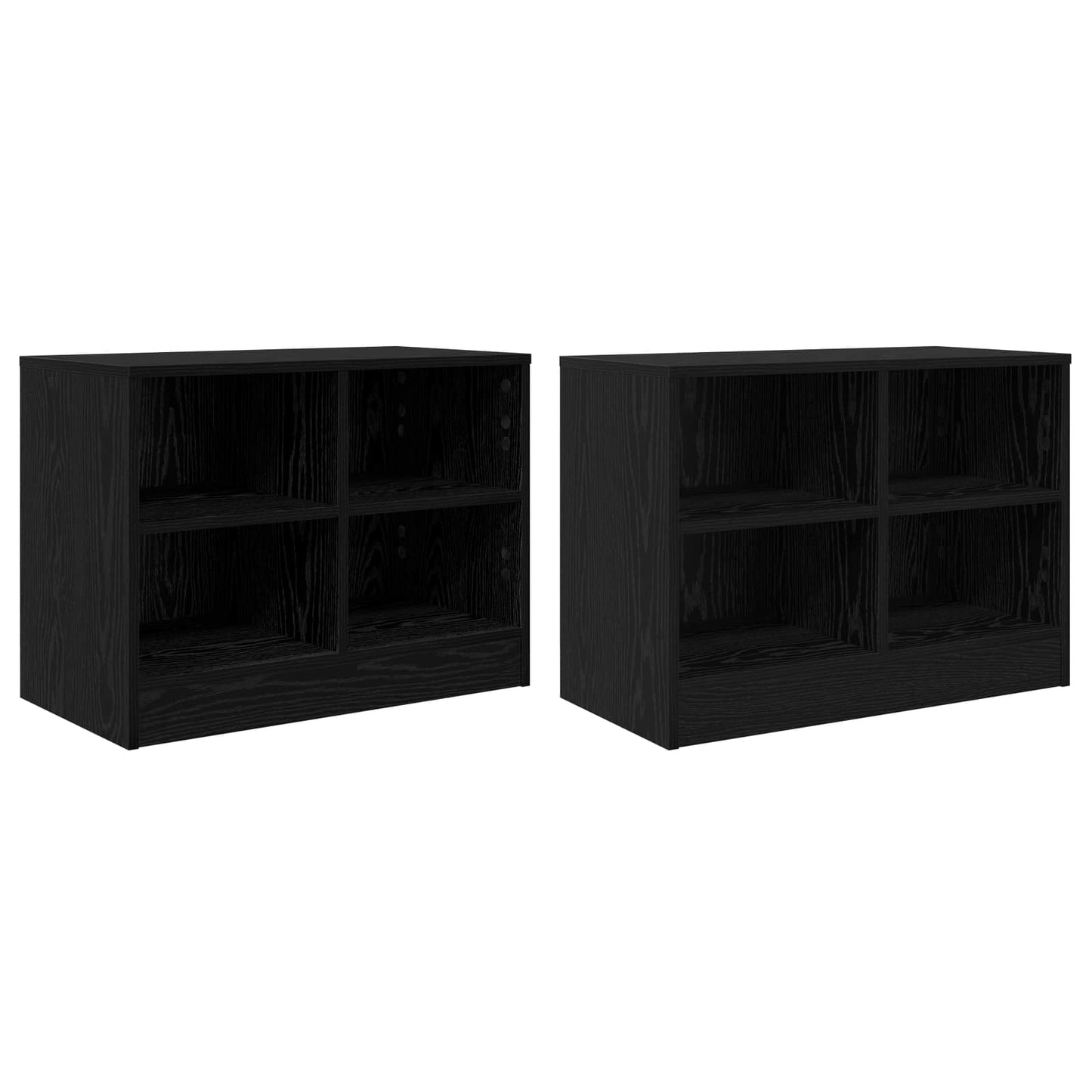 vidaXL Ντουλάπι κρεβατιού με ράφι 2 pcs Μαύρη Δρυς 66 x 33 x 48 εκ.