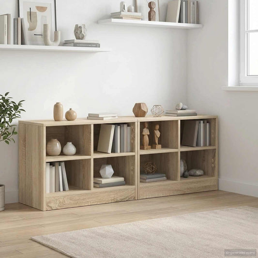 vidaXL Ντουλάπι κρεβατιού με ράφι 2 τεμ. Sonoma Δρυς 66 x 33 x 48 εκ.